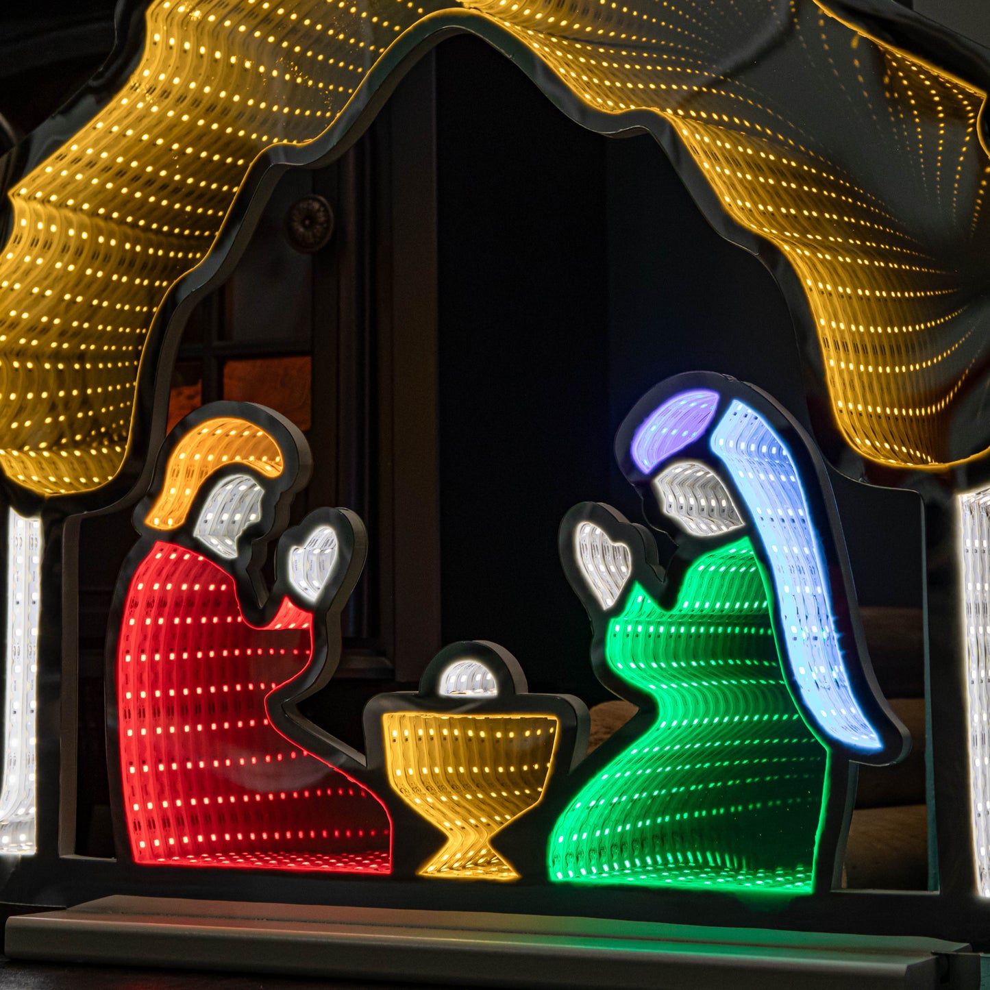 65cm Light up Nativity Scene Infinity Christmas Decoration with Multi-Coloured LEDs