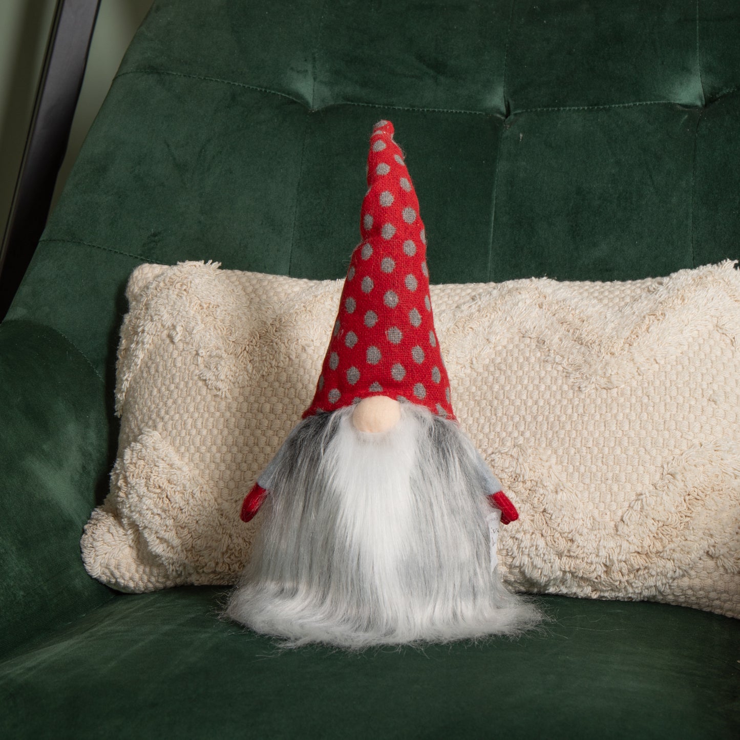 34cm Festive Gonk Cuddly Santa Indoor Christmas Plush Decoration in Spotty Hat