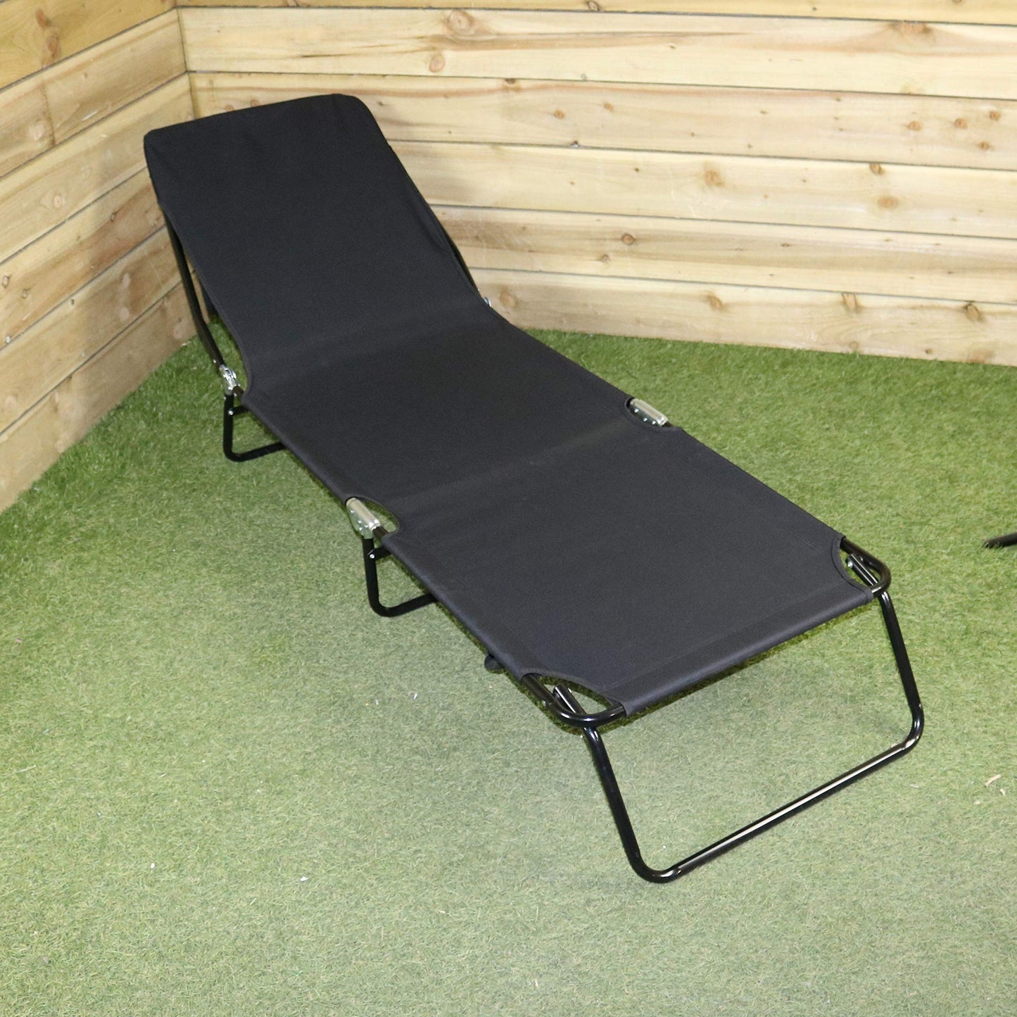 Factory Seconds: Black Outdoor Garden Patio Reclining Oxford Sun Lounger