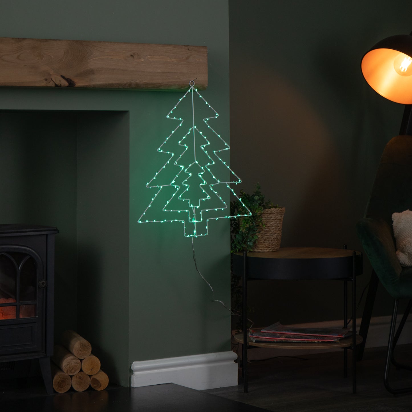 50cm Light up 3 Layered Christmas Tree with 150 Multi-Action Green LEDs