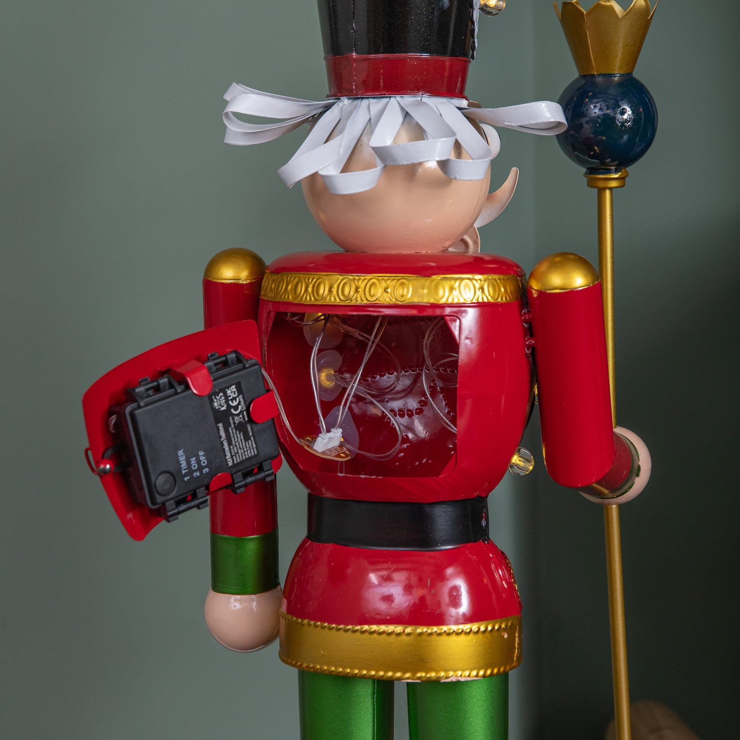 80cm Light Up Nutcracker Soldier LED Christmas Wooden Ornament Home Decoration