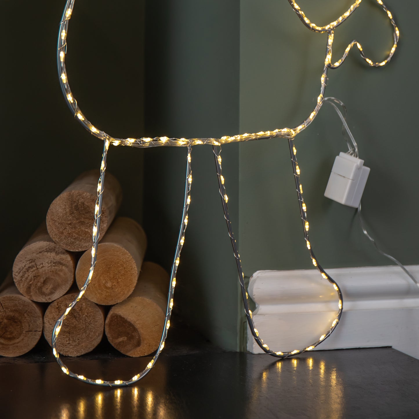 79cm x 54cm Light up Waving Santa Christmas Silhouette with Warm White LEDs