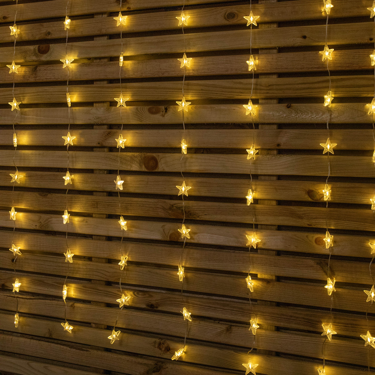 1.2 x 1.2m Light up Christmas Star Curtain Lights with 108 Warm White LEDs