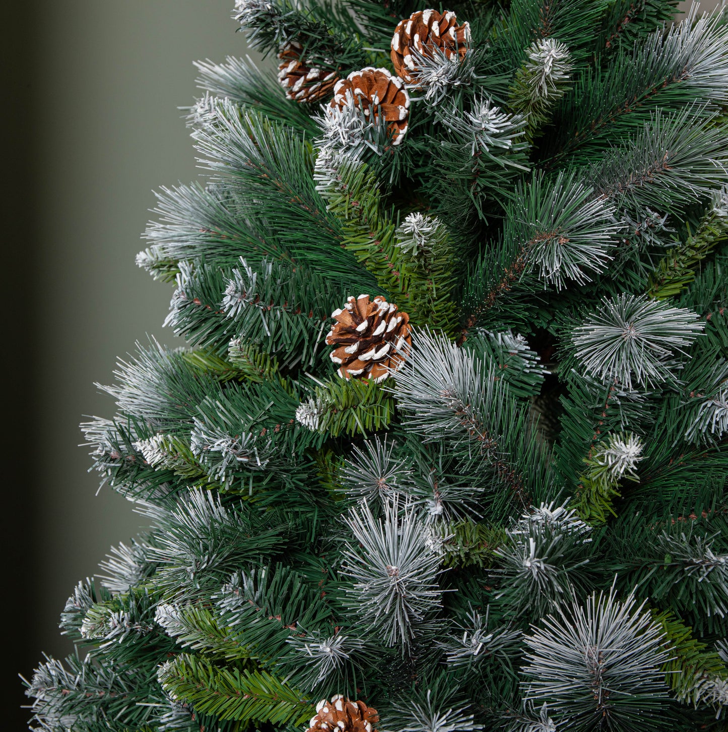6ft (1.8m) Frosted Glacier Pine Snow Tipped Christmas Tree with Pine Cones and 710 Tips