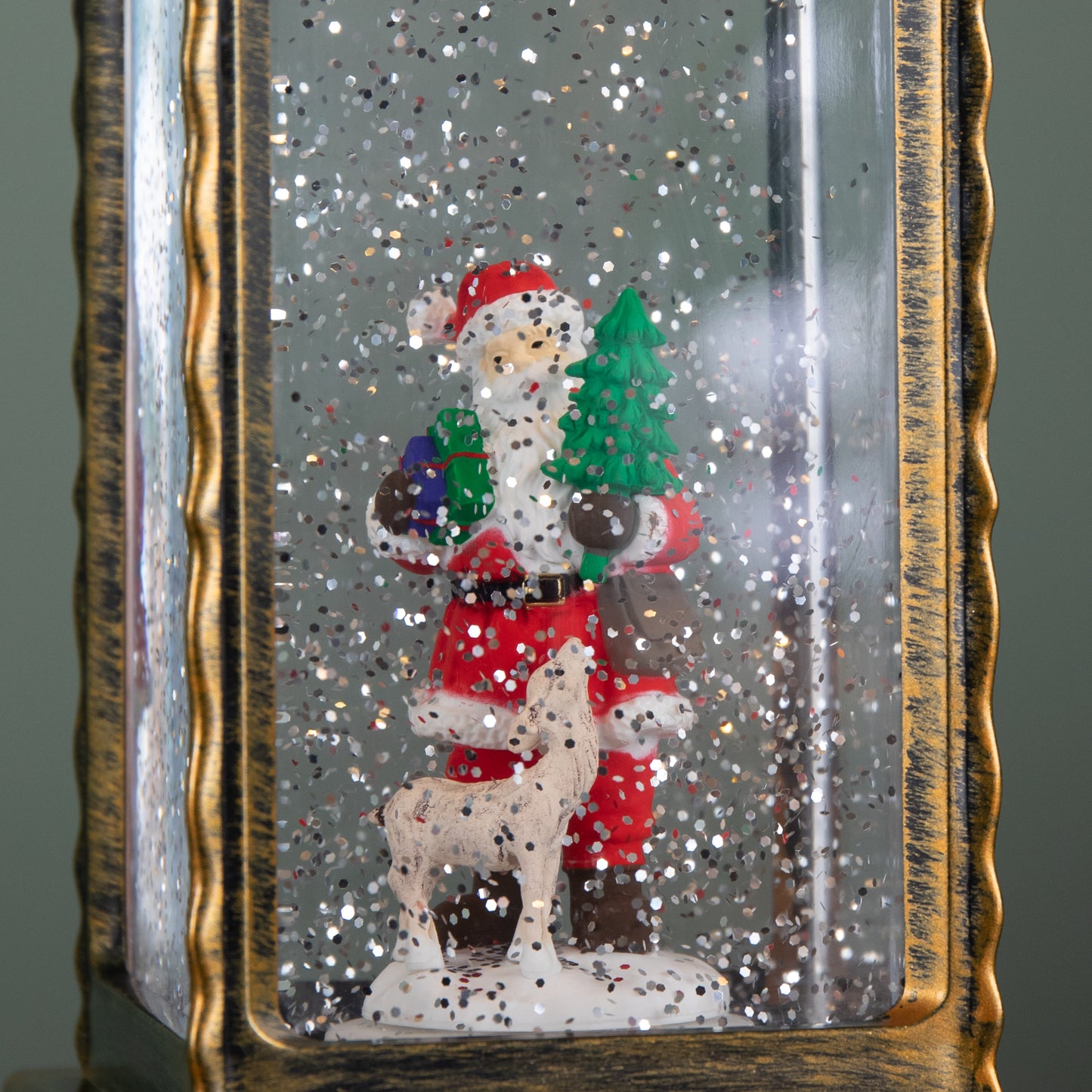 29cm Battery Operated Light up Christmas Water Spinner with Rotating Santa & LEDs