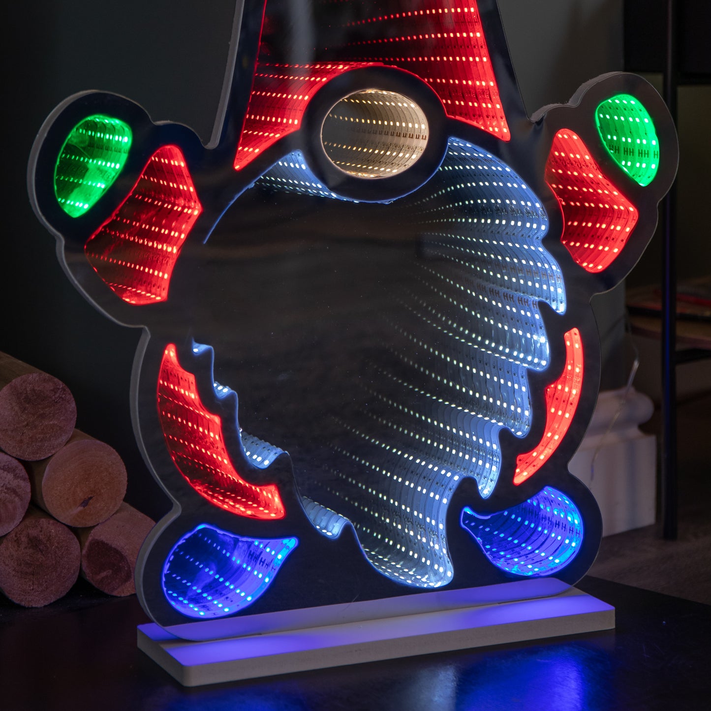 60cm Light up Christmas Gnome Infinity Light Decoration with Multi-Coloured LEDs