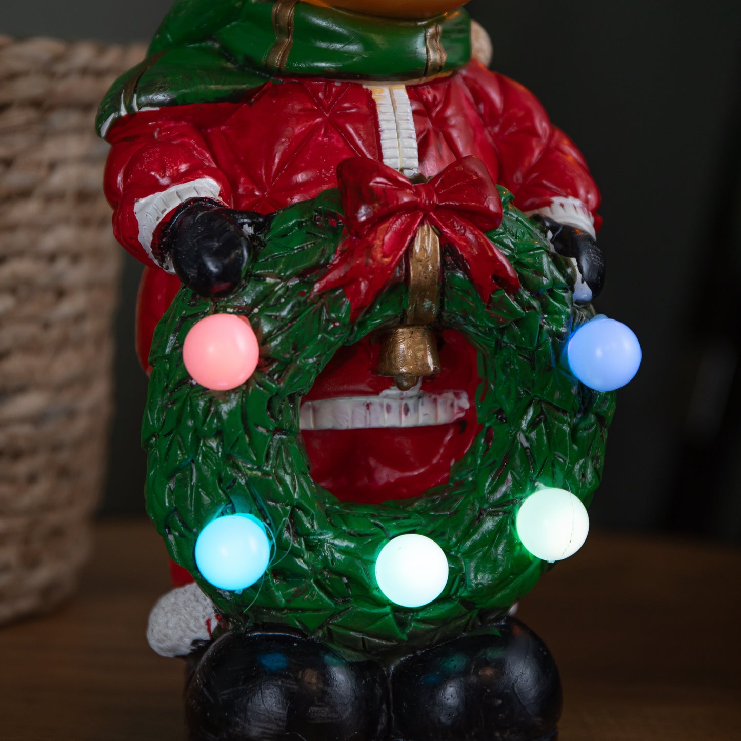 25cm Light up Rudy Rudolph Christmas Hand Painted Decoration with LEDs