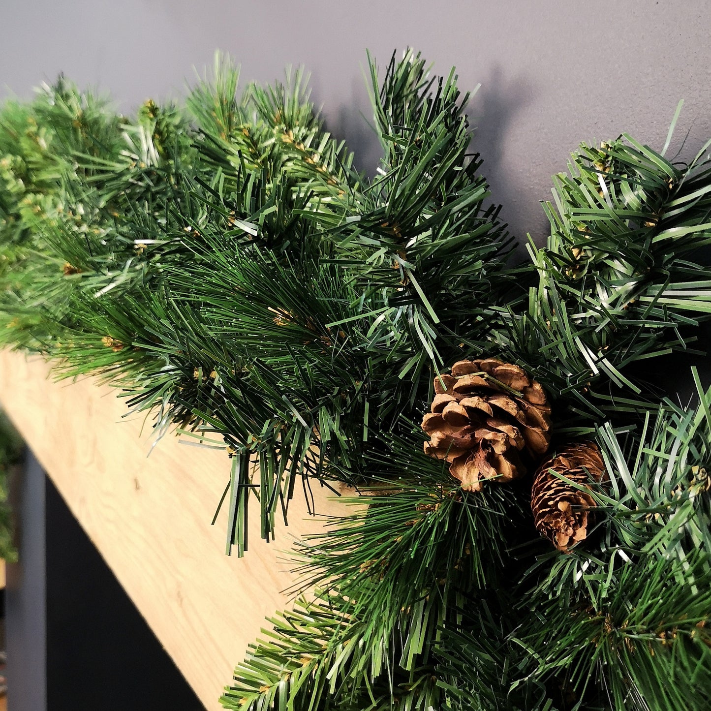 2.7m Green Christmas Garland with Pine Cones and Mixed Needles