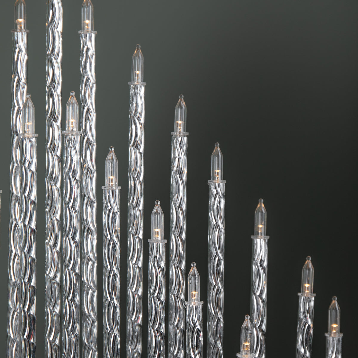 33cm Battery Operated Silver Light up Christmas Candle Bridge with 33 Warm White LEDs