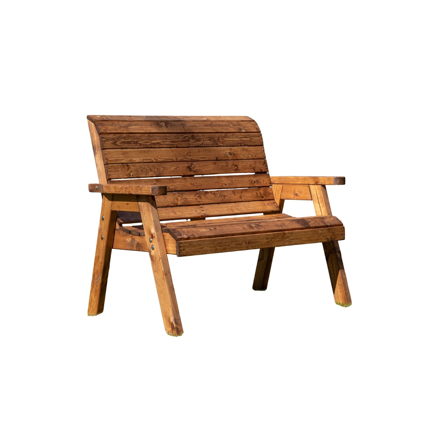 Charles Taylor Hand Made Traditional 2 Seater Chunky Rustic Wooden Garden Bench Furniture Flat Packed