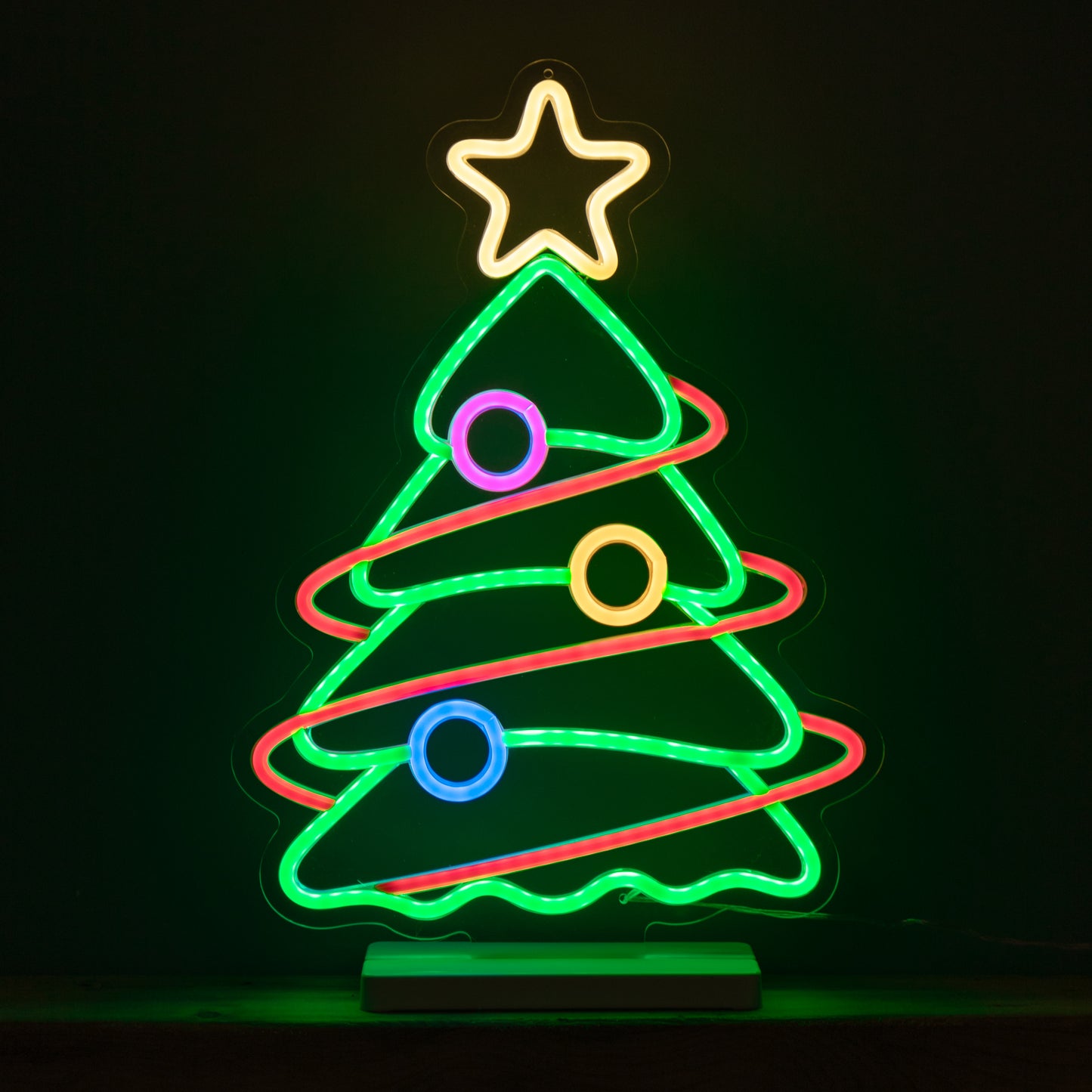 45cm Light up Neon Effect Christmas Tree with Base in Multi-Coloured