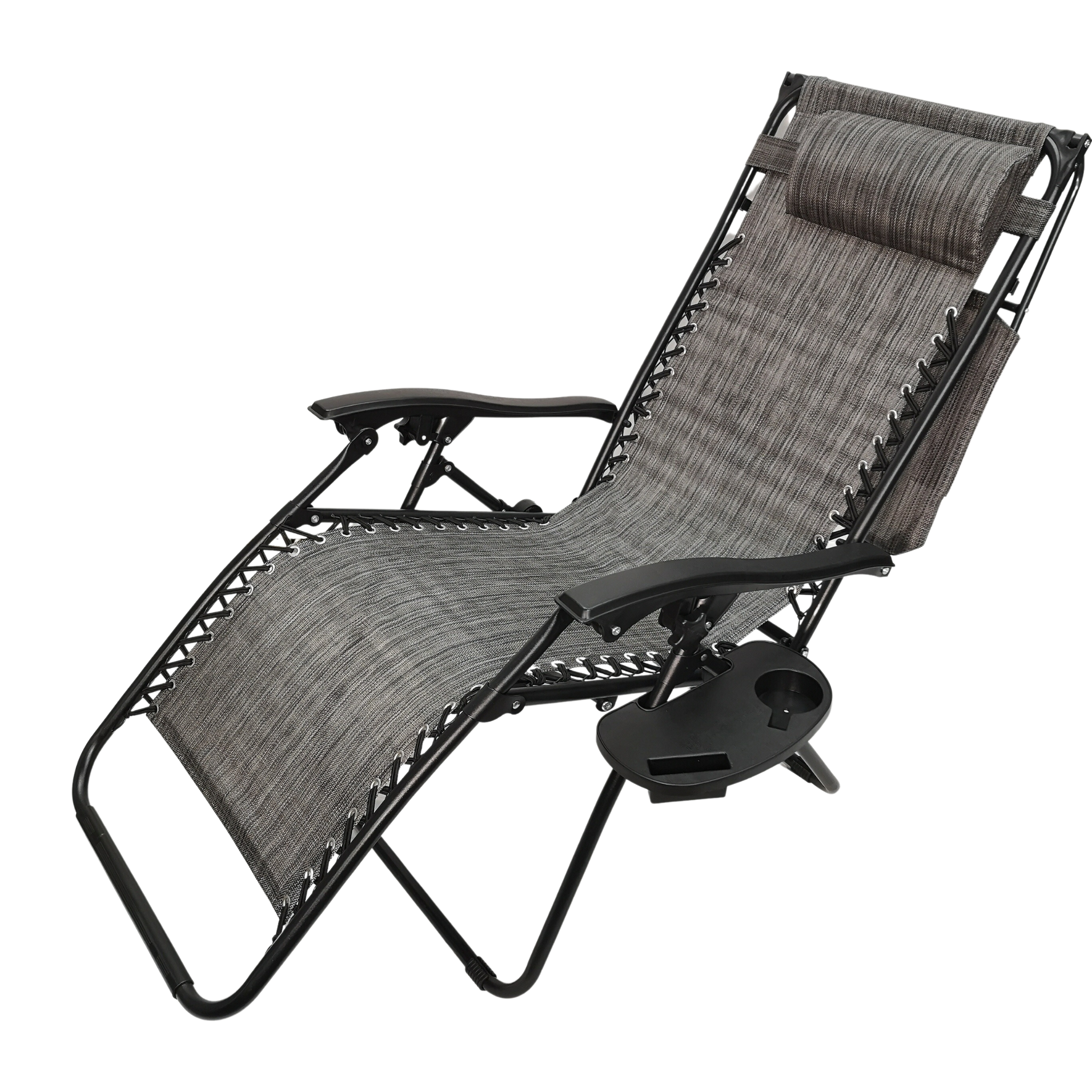 Multi Position Garden Gravity Relaxer Chair Sun Lounger with Sun Canopy in Grey