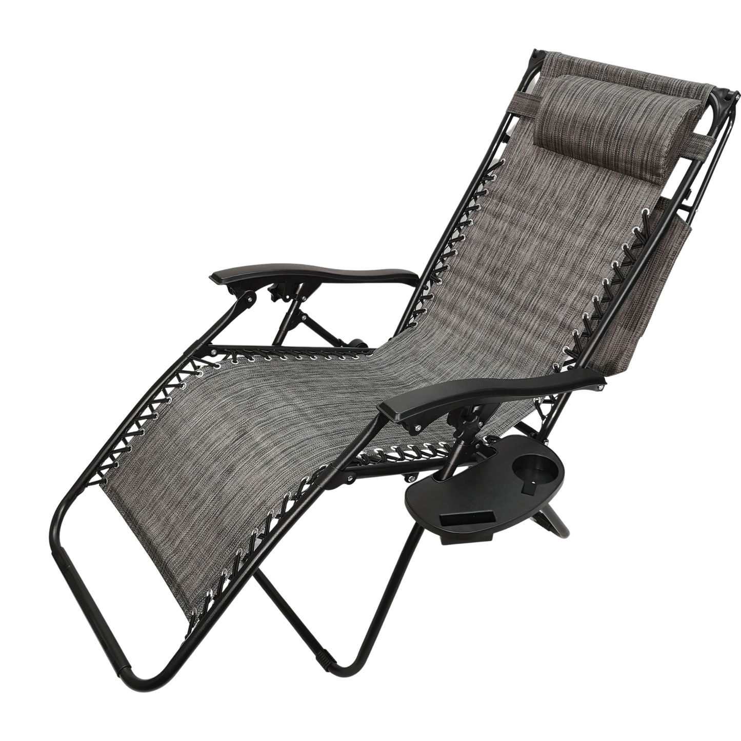 Multi Position Garden Gravity Relaxer Chair Sun Lounger with Sun Canopy in Grey