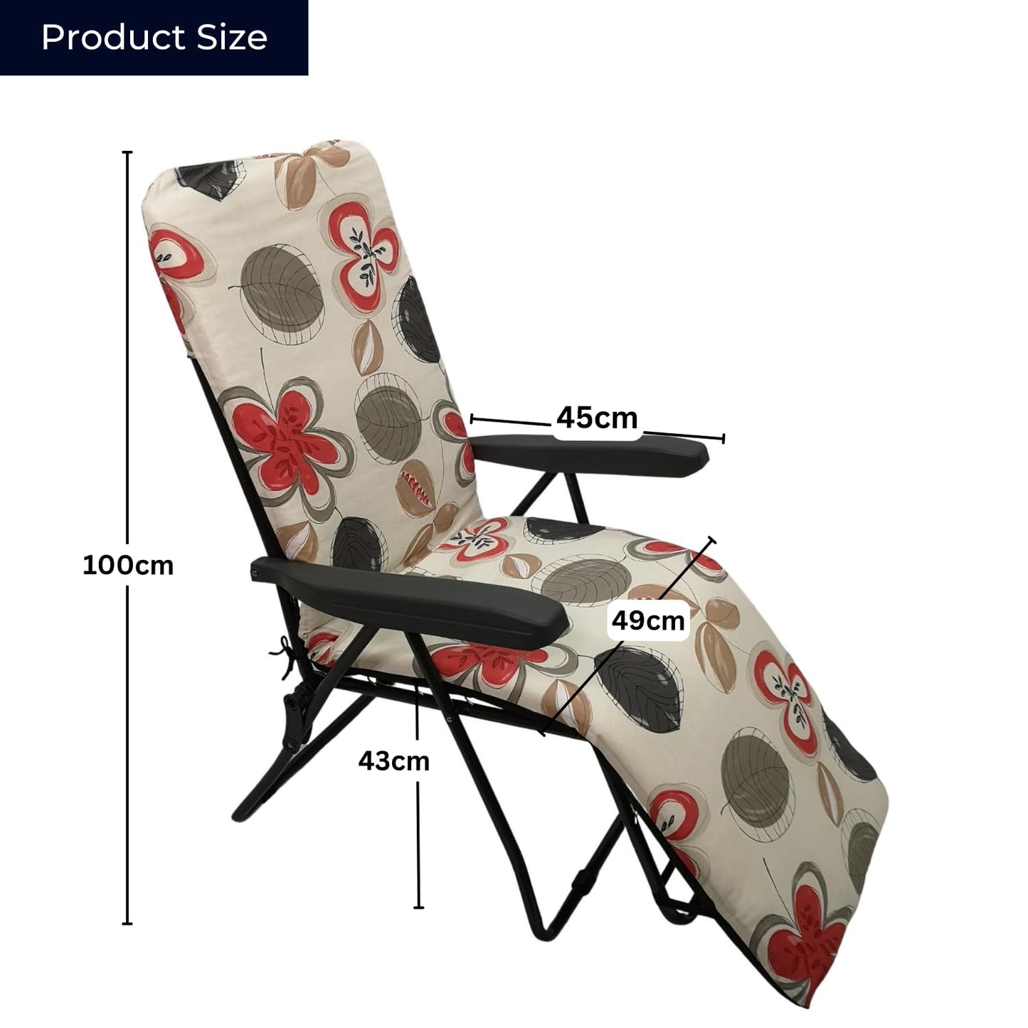 Factory Seconds: Padded Outdoor Garden Patio Recliner / Sun Lounger with Flowers