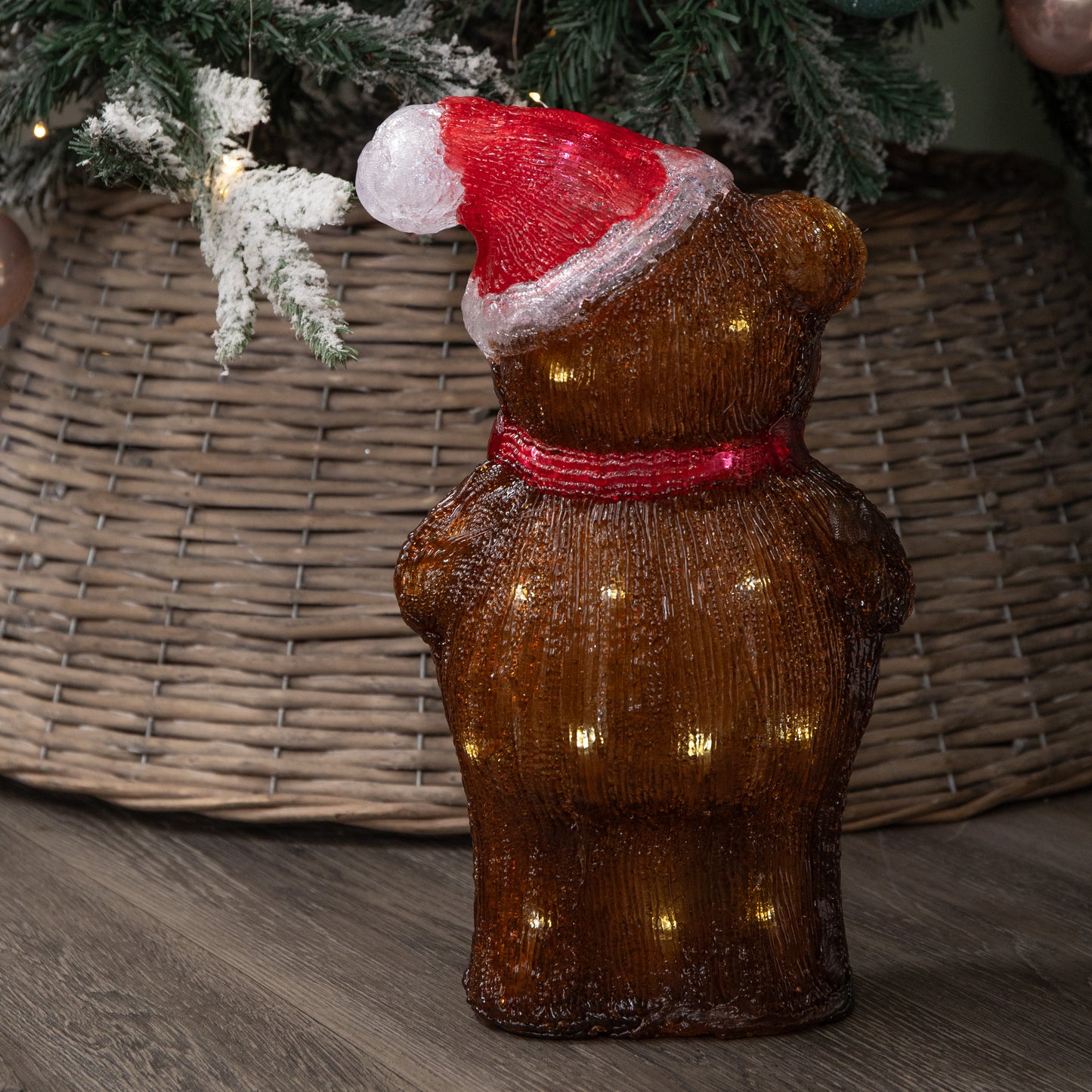 34cm Battery Operated Light up Christmas Ice Teddy with Cool White LEDs