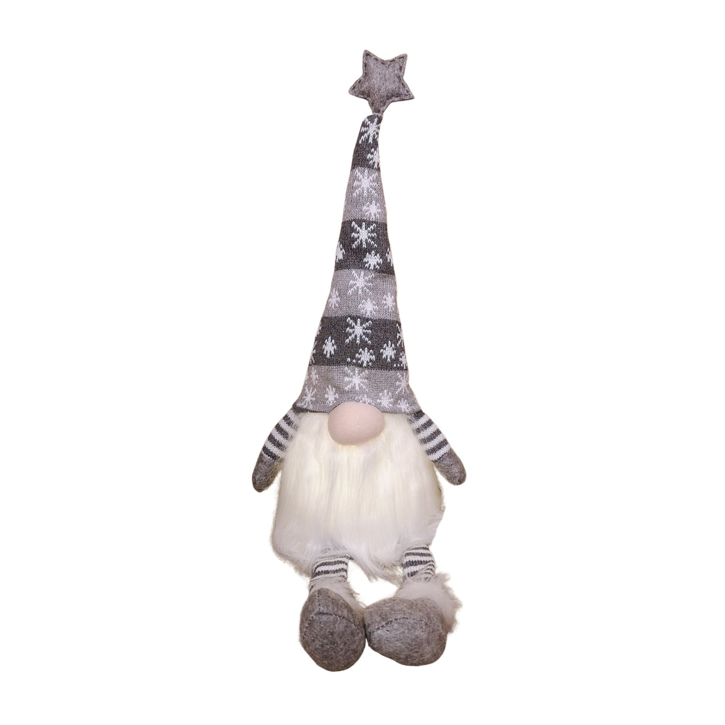 Festive Christmas Sitting Gonk with Dangly Legs & LED Light 48cm GREY