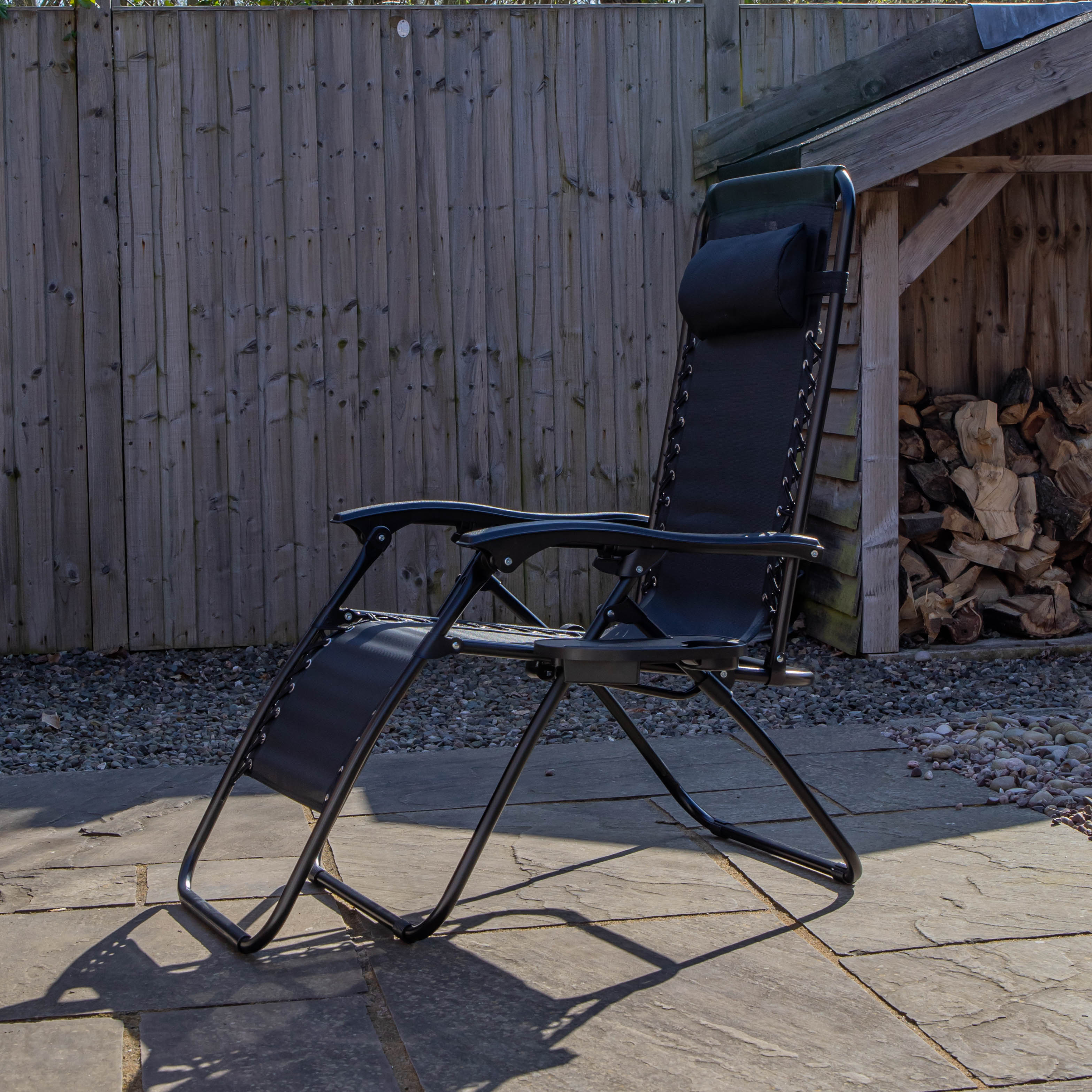 Black Multi Position Textoline Zero Gravity Garden Relaxer Chair