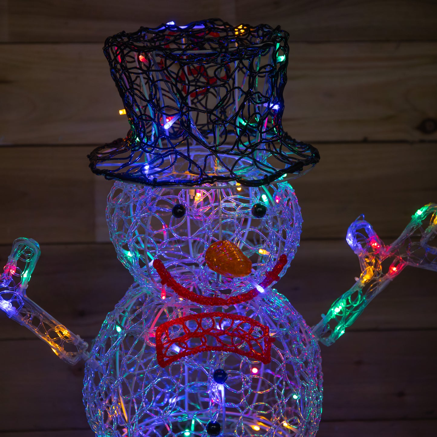 76cm Light up Acrylic Christmas Snowman with 88 Multi-Coloured LEDs