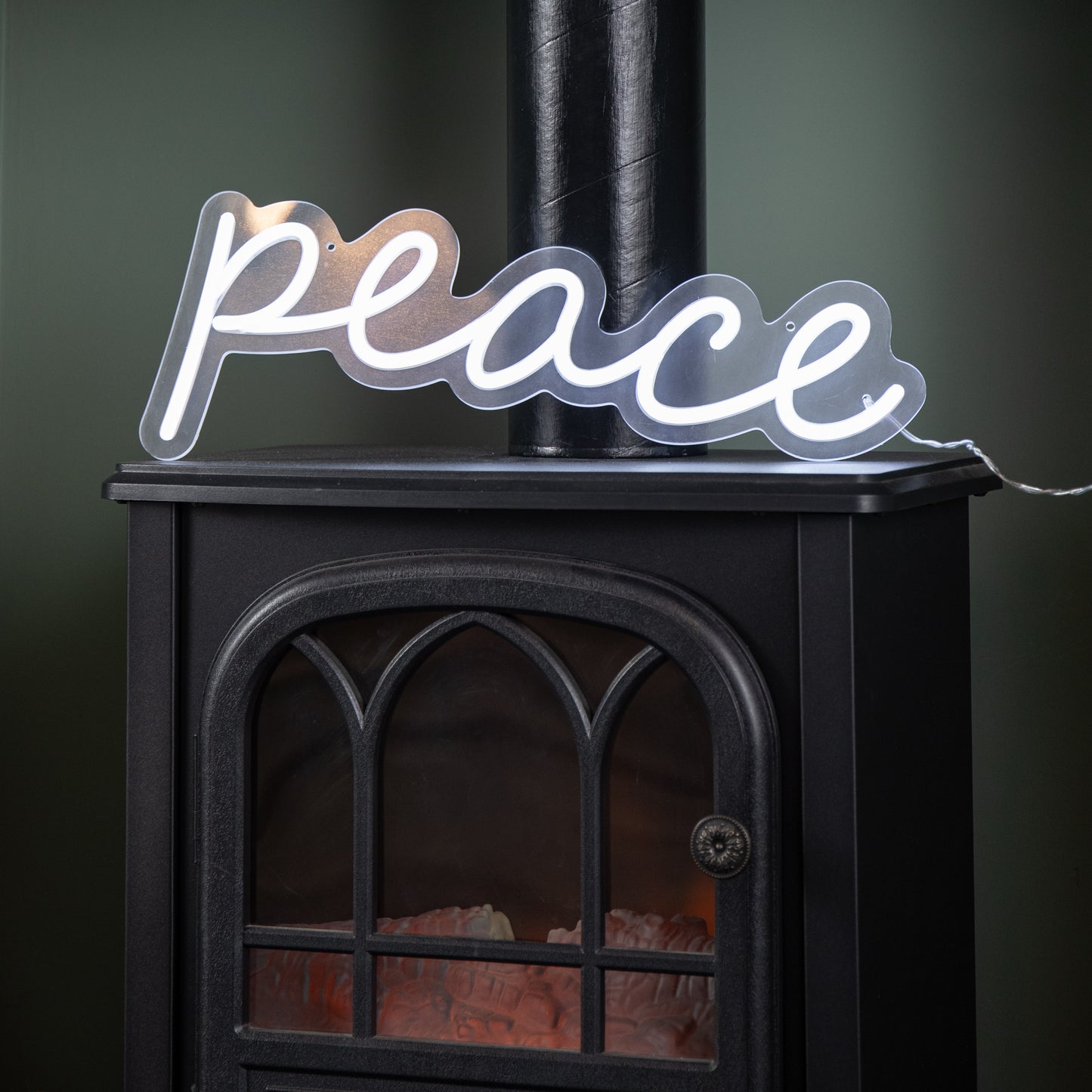 40cm Light up Neon Effect Peace Decorative Sign with 145 White LEDs