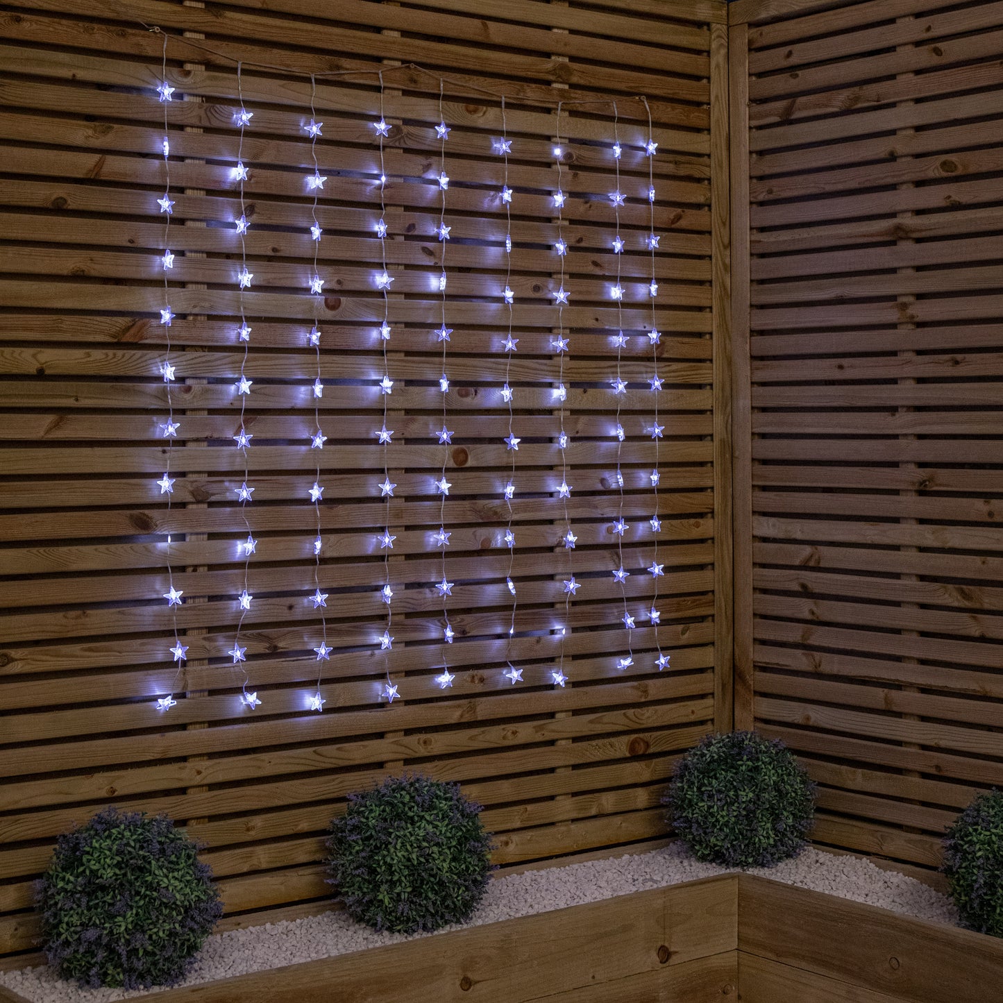 1.2 x 1.2m Light up Christmas Star Curtain Lights with 108 White LEDs