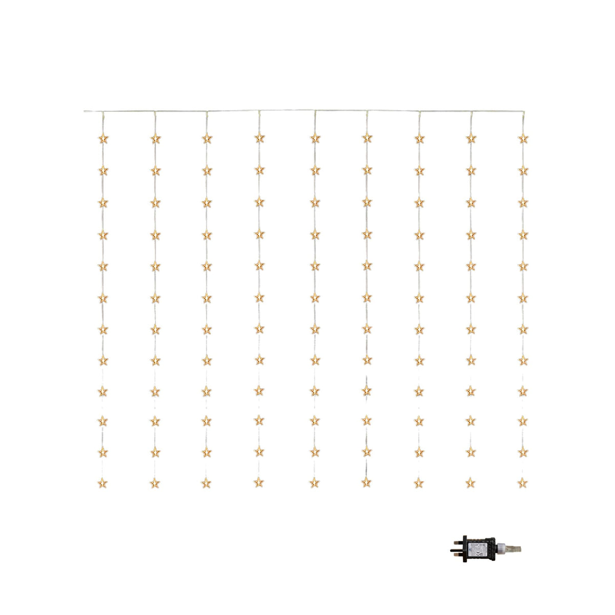 1.2 x 1.2m Light up Christmas Star Curtain Lights with 108 Warm White LEDs