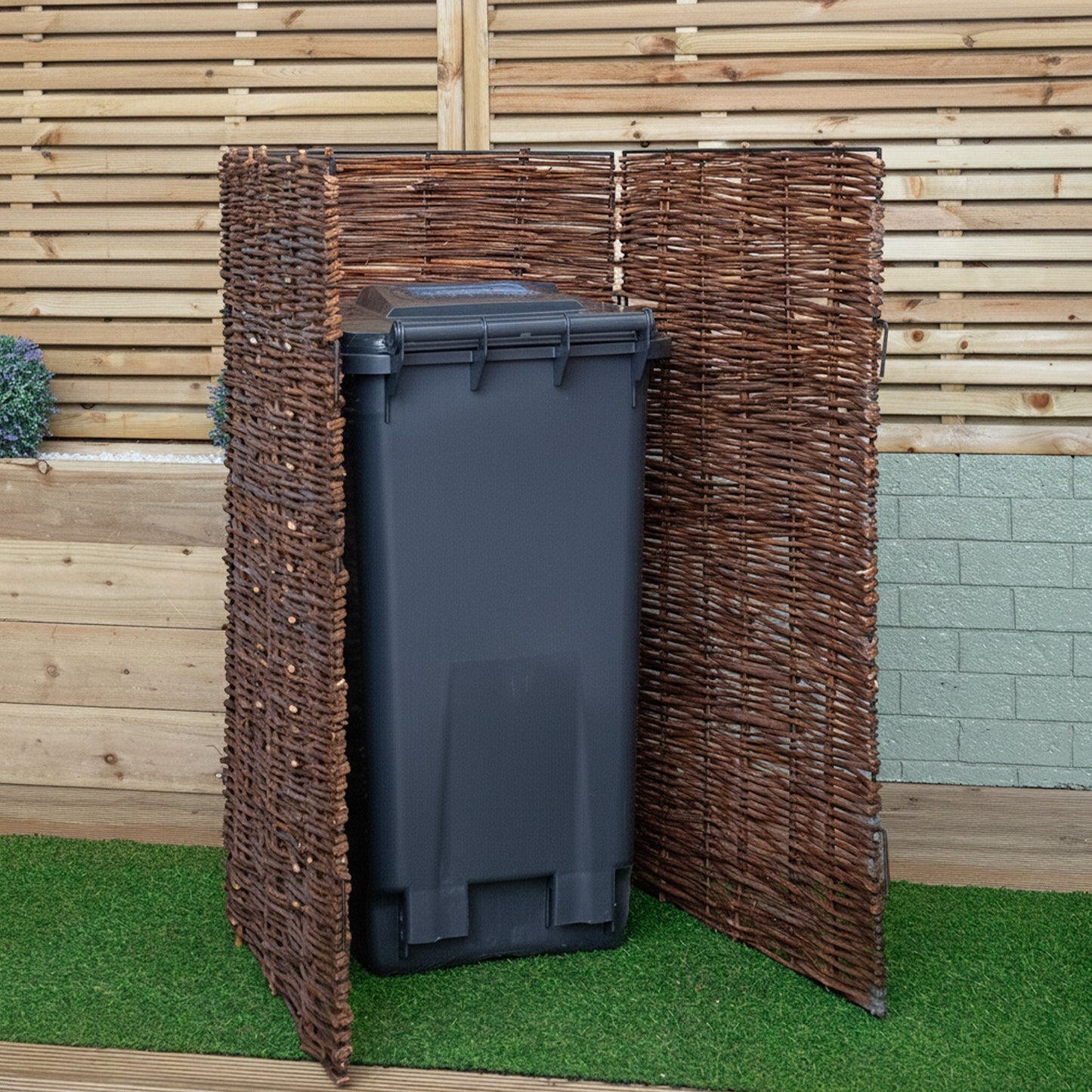 1.16m x 61cm Single Garden Patio Willow Wheelie Bin Screen Hideaway