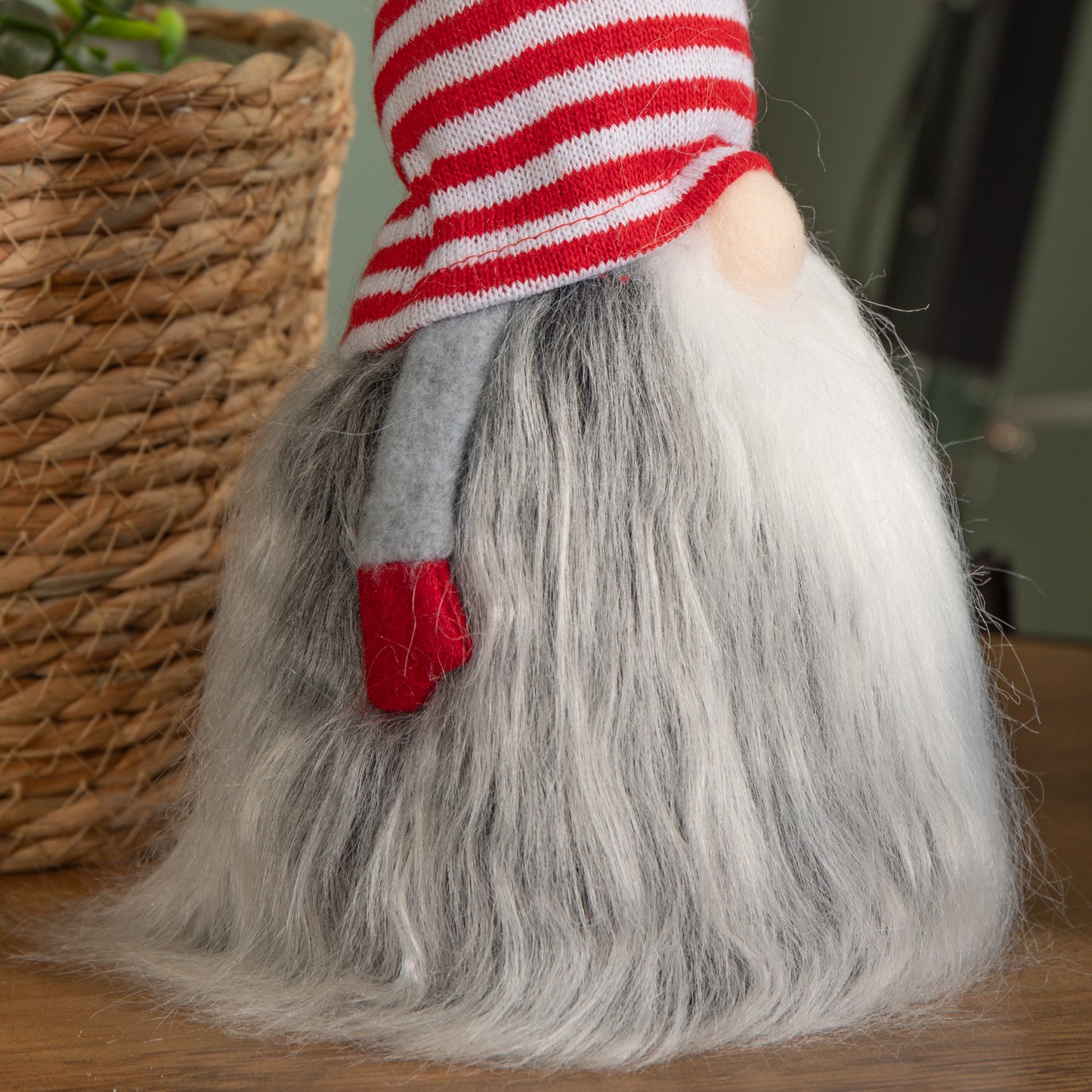 34cm Cuddly Santa Gonk Indoor Christmas Decoration - Stripey Hat