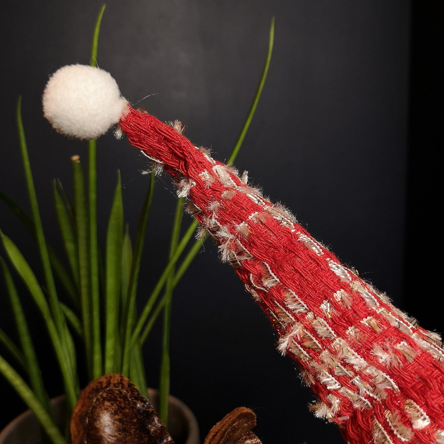 38cm Plush Reindeer Christmas Decoration with Hat and Scarf in Red