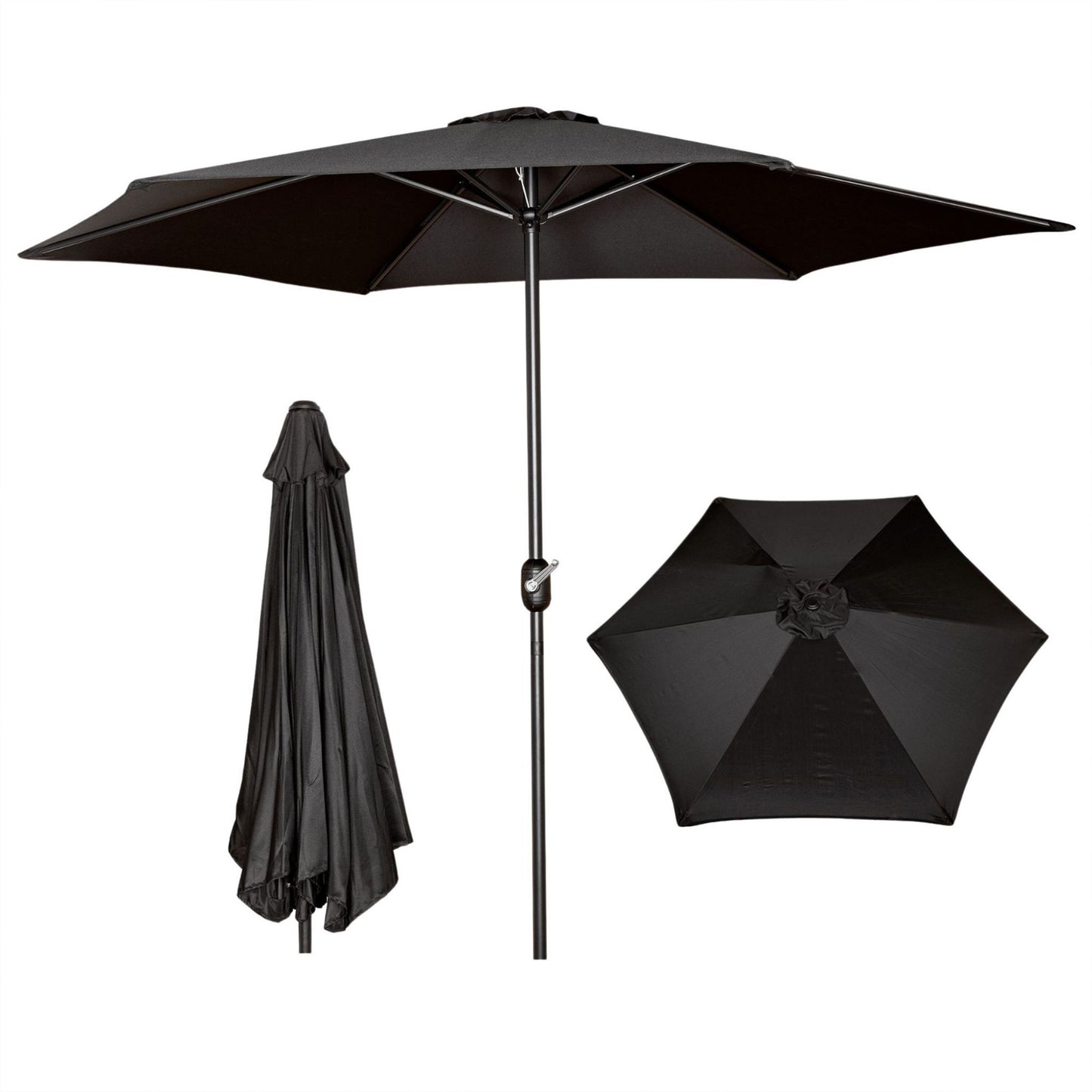 Samuel Alexander 2.7m Havana Garden Patio Parasol with Crank Handle in Black