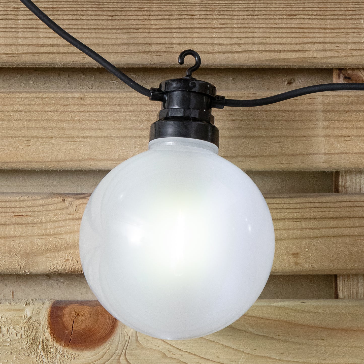 4.5m Set of 10 Frosted Ball Style Cap String Lights with Filament in White