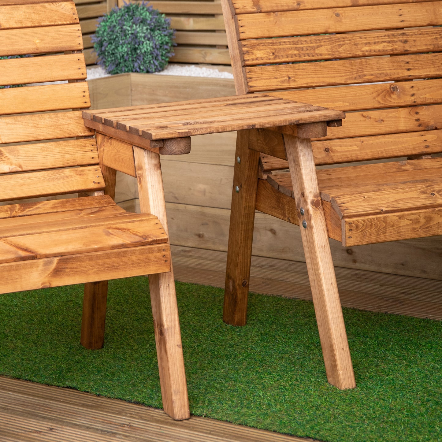 3 Seater Chunky Rustic Wooden Furniture Set with Straight Tray