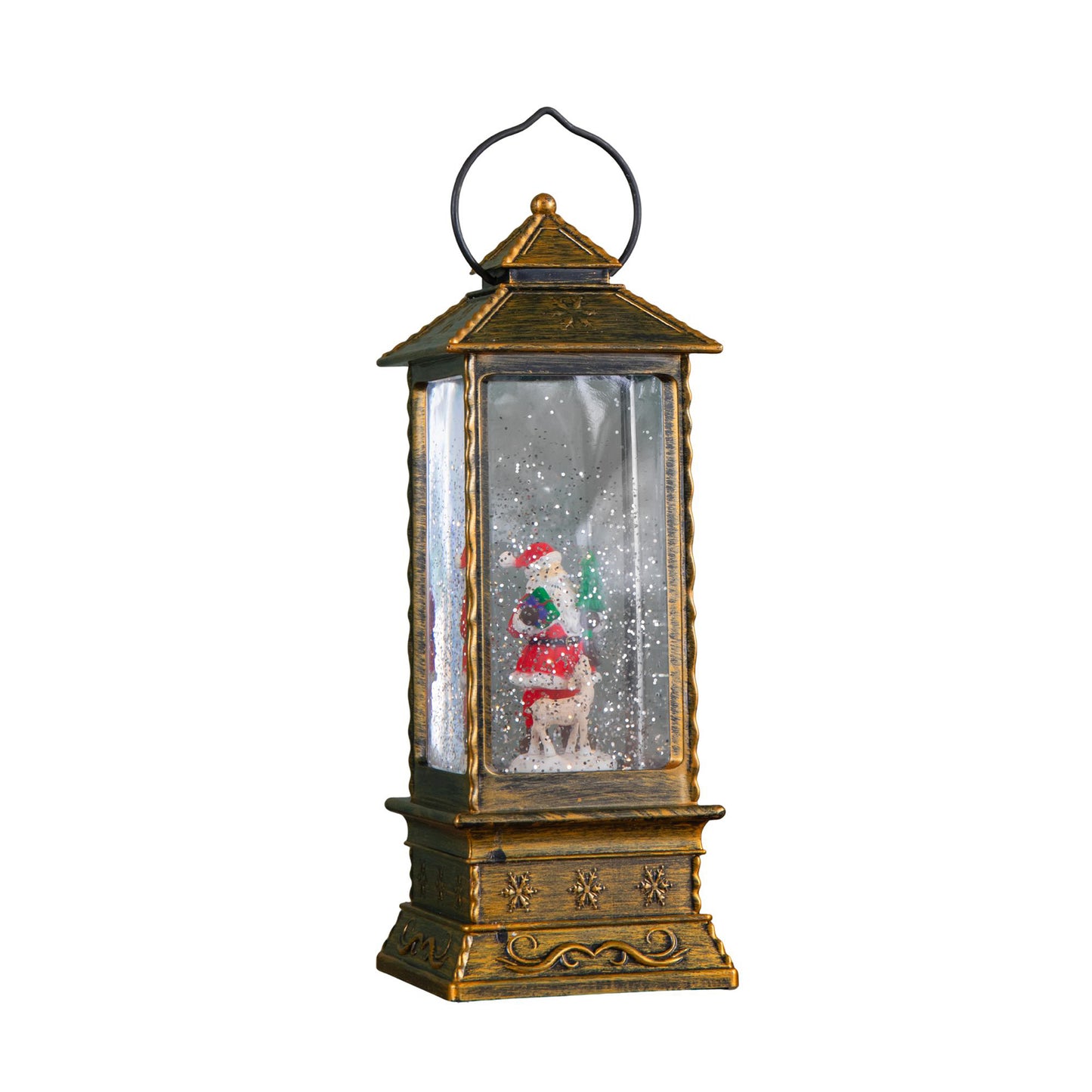 29cm Battery Operated Light up Christmas Water Spinner with Rotating Santa & LEDs