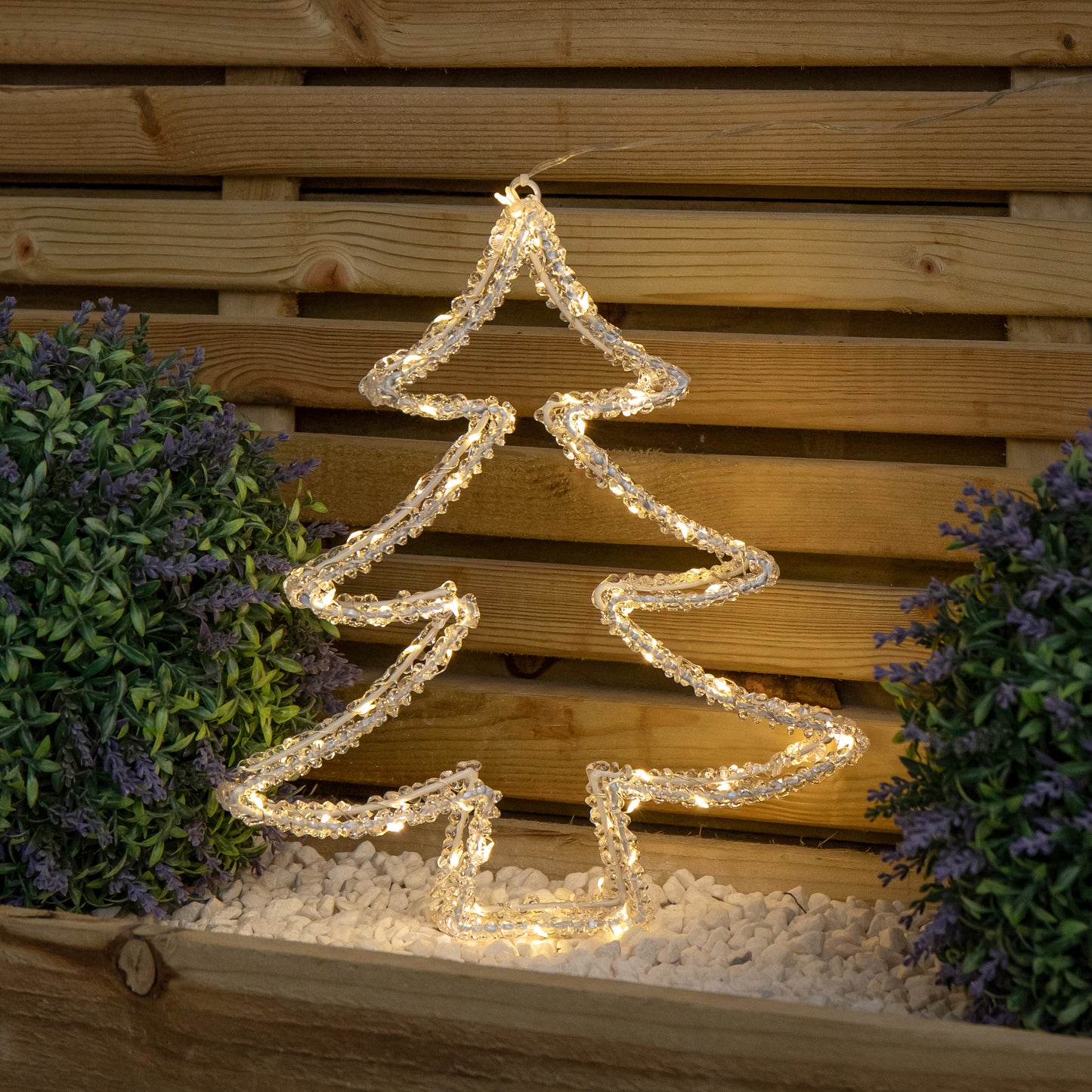 34cm Light up Acrylic Christmas Tree with 80 Warm White Static & Flashing LEDs