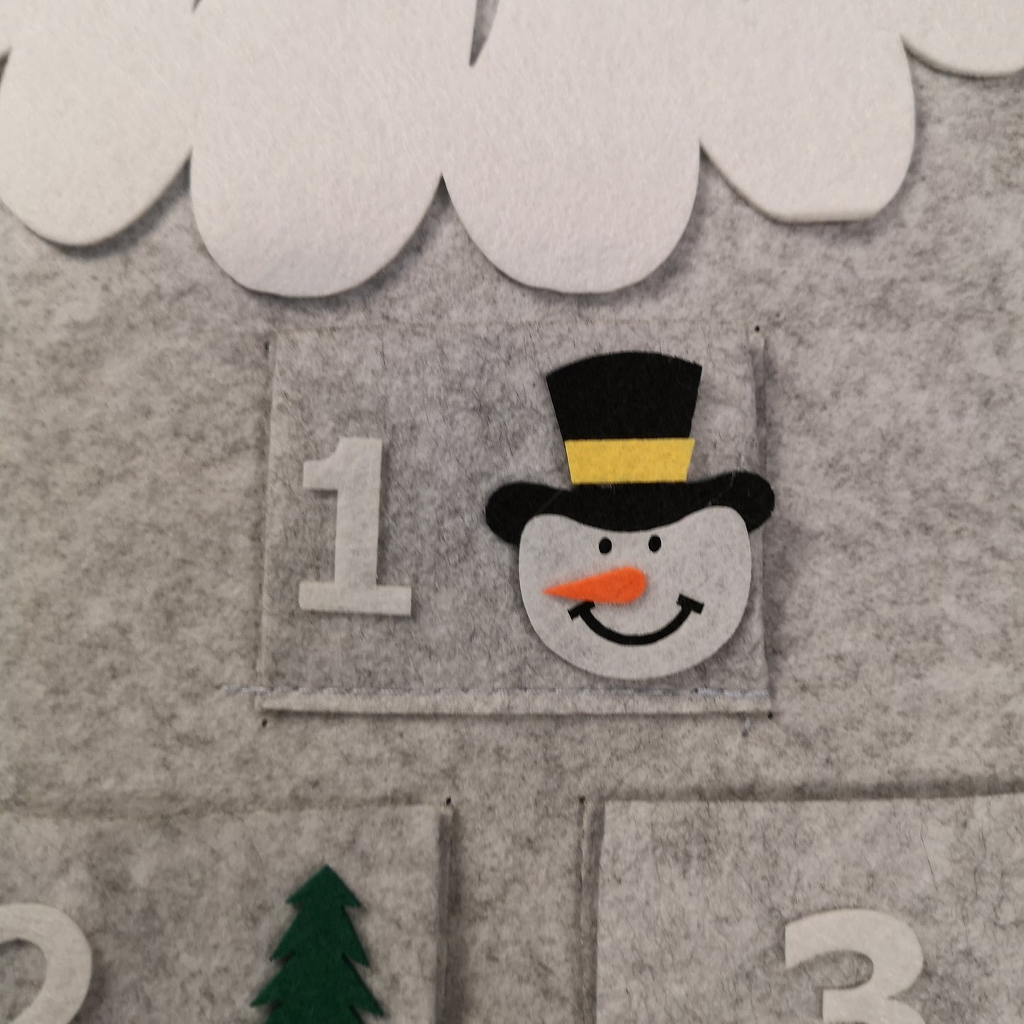 45cm x 115cm Felt Santa Advent Calendar Christmas Decoration in Grey