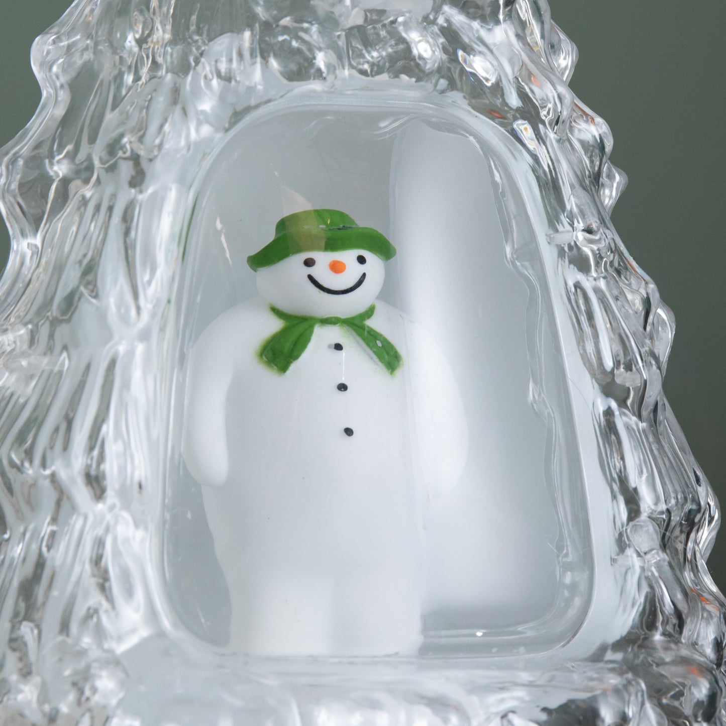 33cm Battery Operated Light up Christmas Tree Water Spinner with The Snowman & LEDs