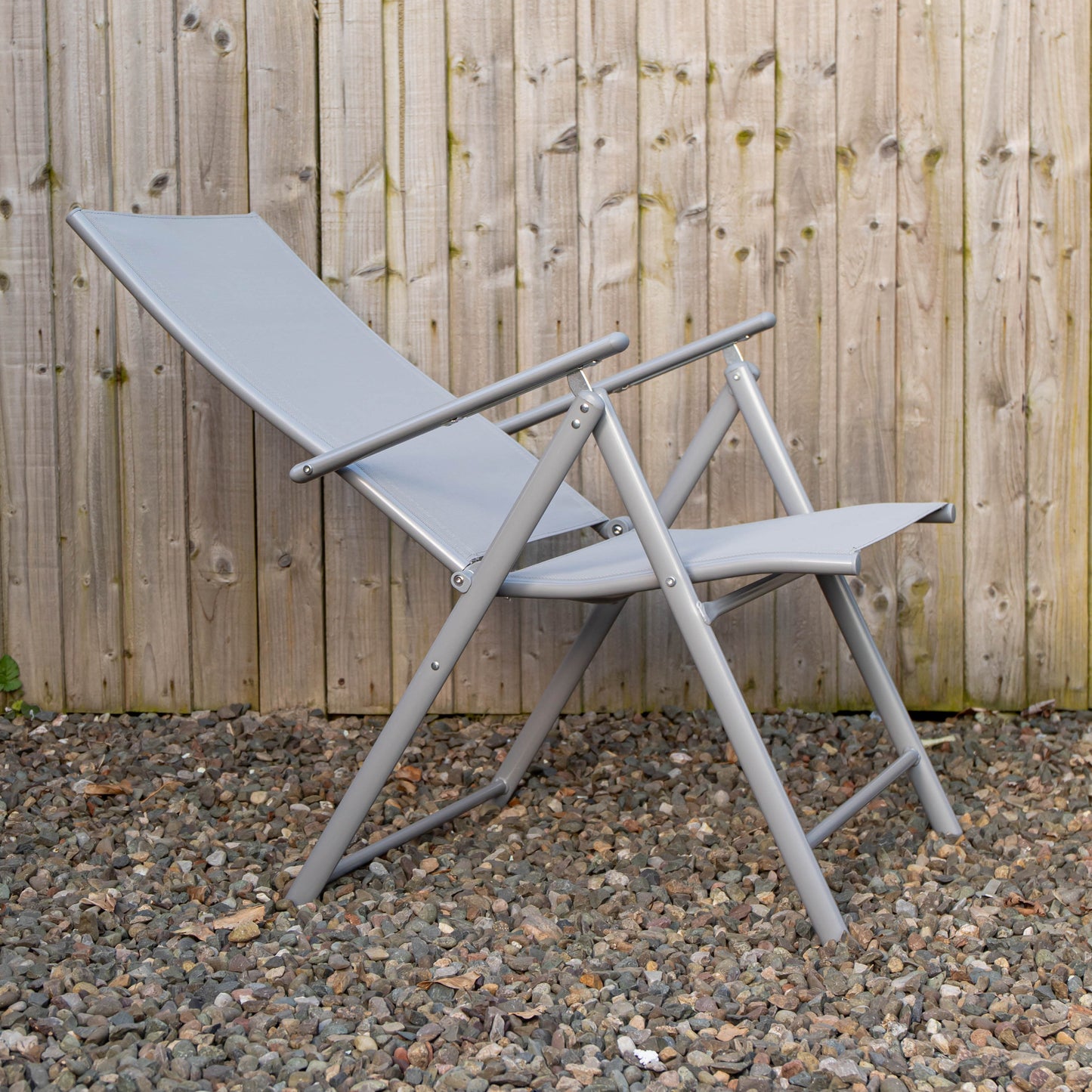 Outdoor Garden Patio Multi Position Reclining Folding Chair in Grey