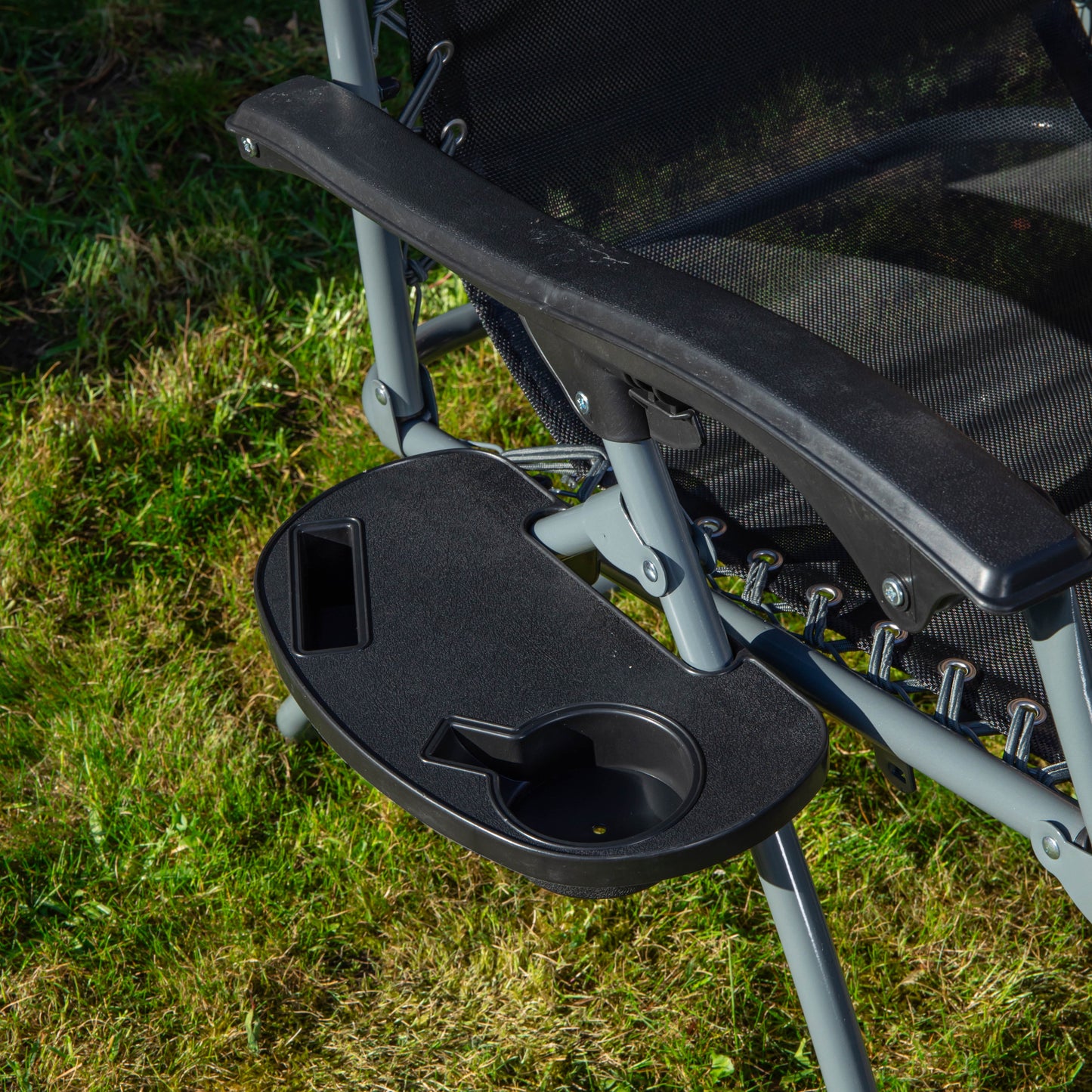 Set of 2 Multi Position Zero Gravity Relaxer Chair Sun Lounger in Black & Silver