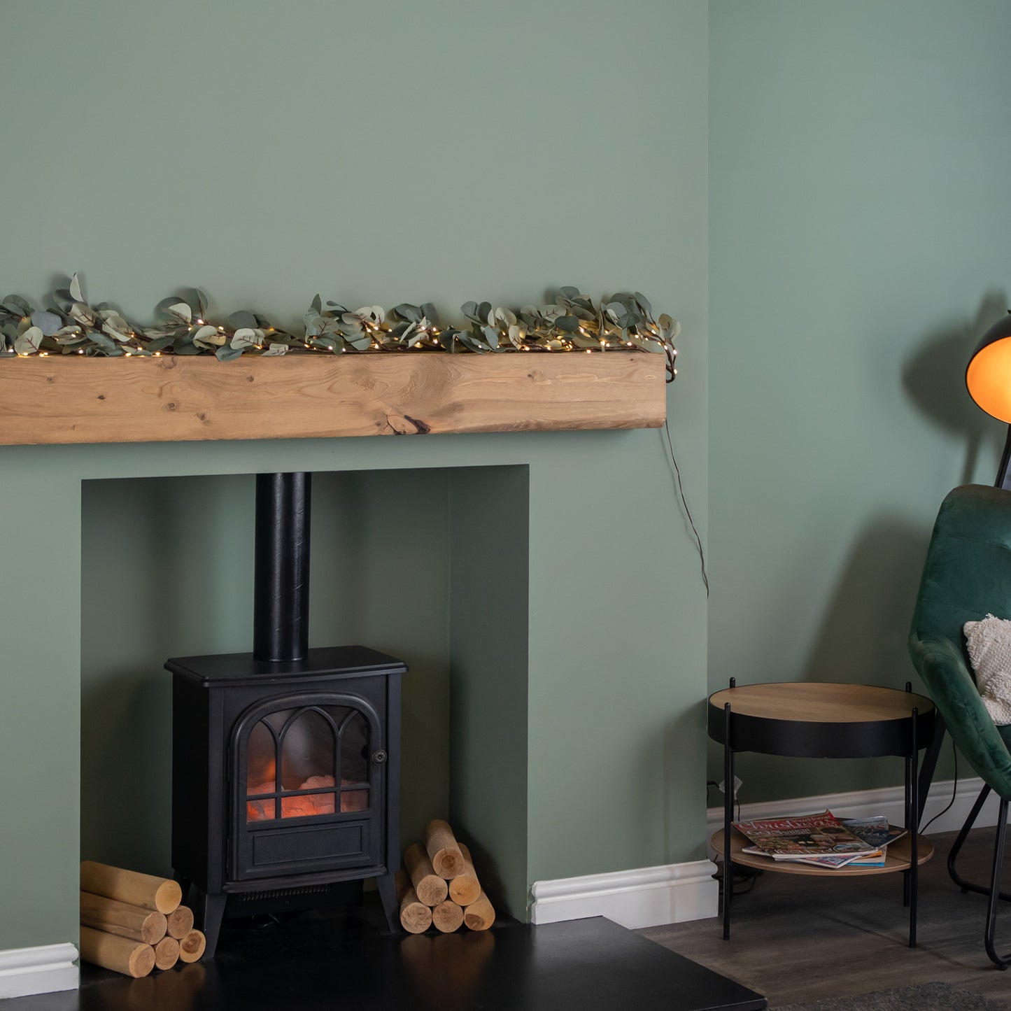 1.8m Eucalyptus Christmas Garland with 130 Warm White LEDs