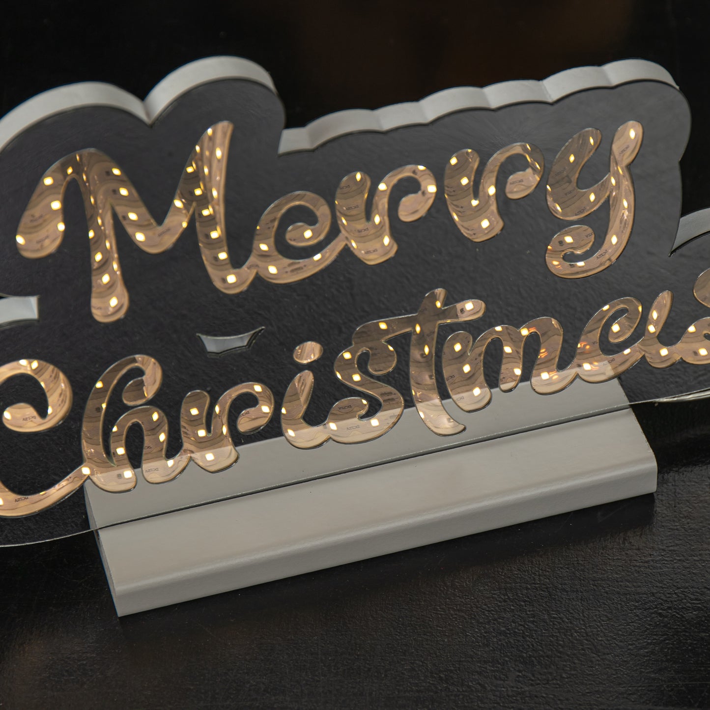 32cm Light up Merry Christmas Infinity Decoration with White LEDs