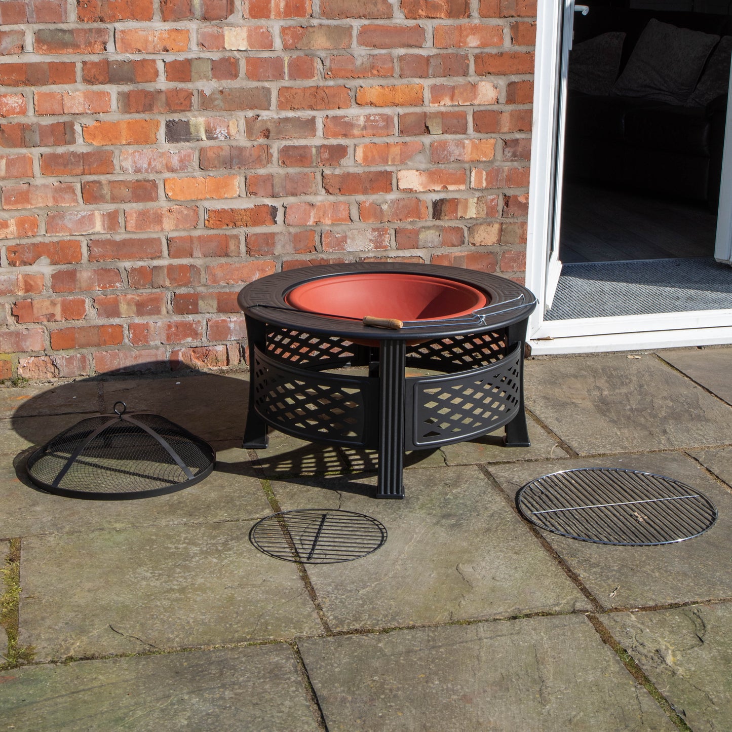 Samuel Alexander 80x58cm Black Steel Garden Patio Firepit Heater BBQ with Cover