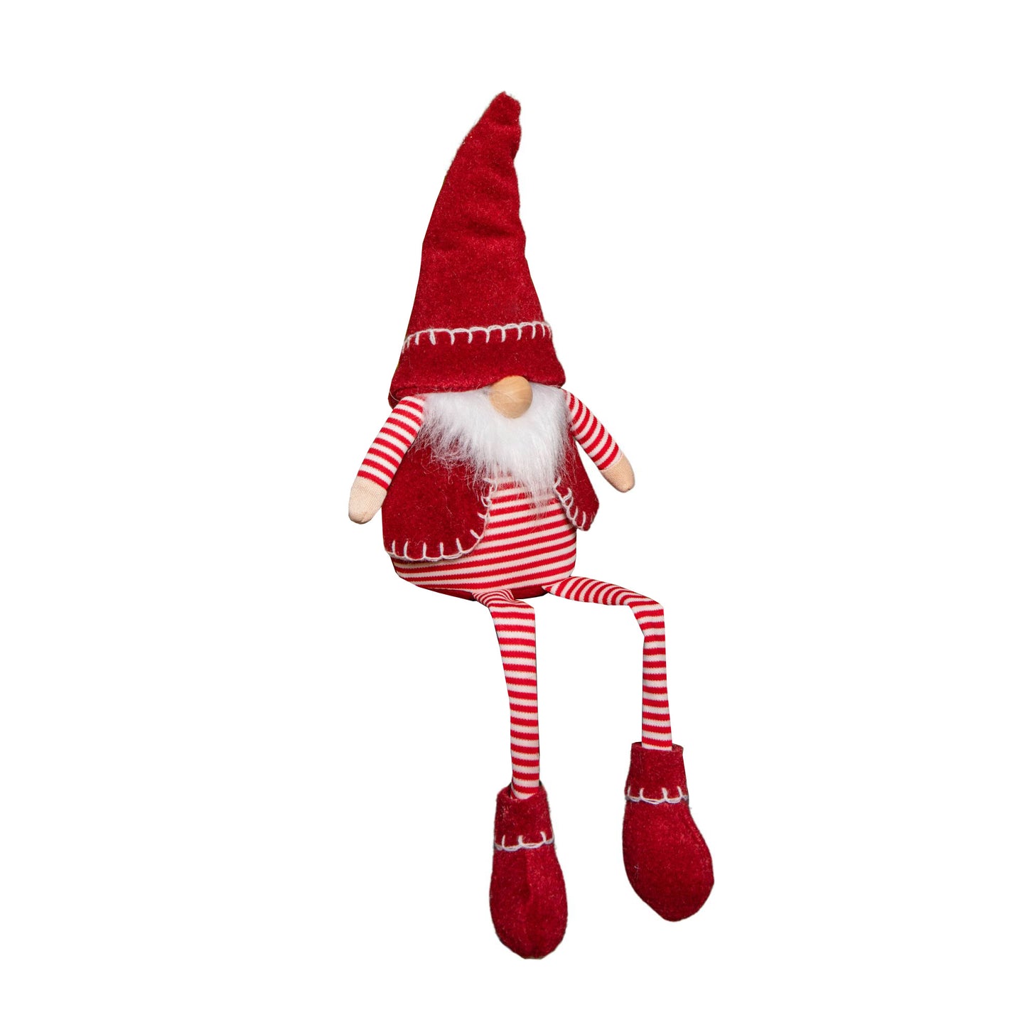 50cm Red and White Stripe Sitting Christmas Gonk Decoration with Dangly Legs