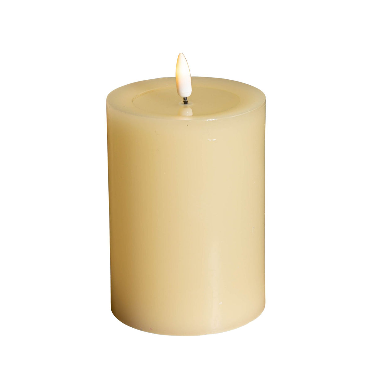 9cmx13cm Cream Wax Melted Pool Effect Candle with Timer Function and Warm White LED