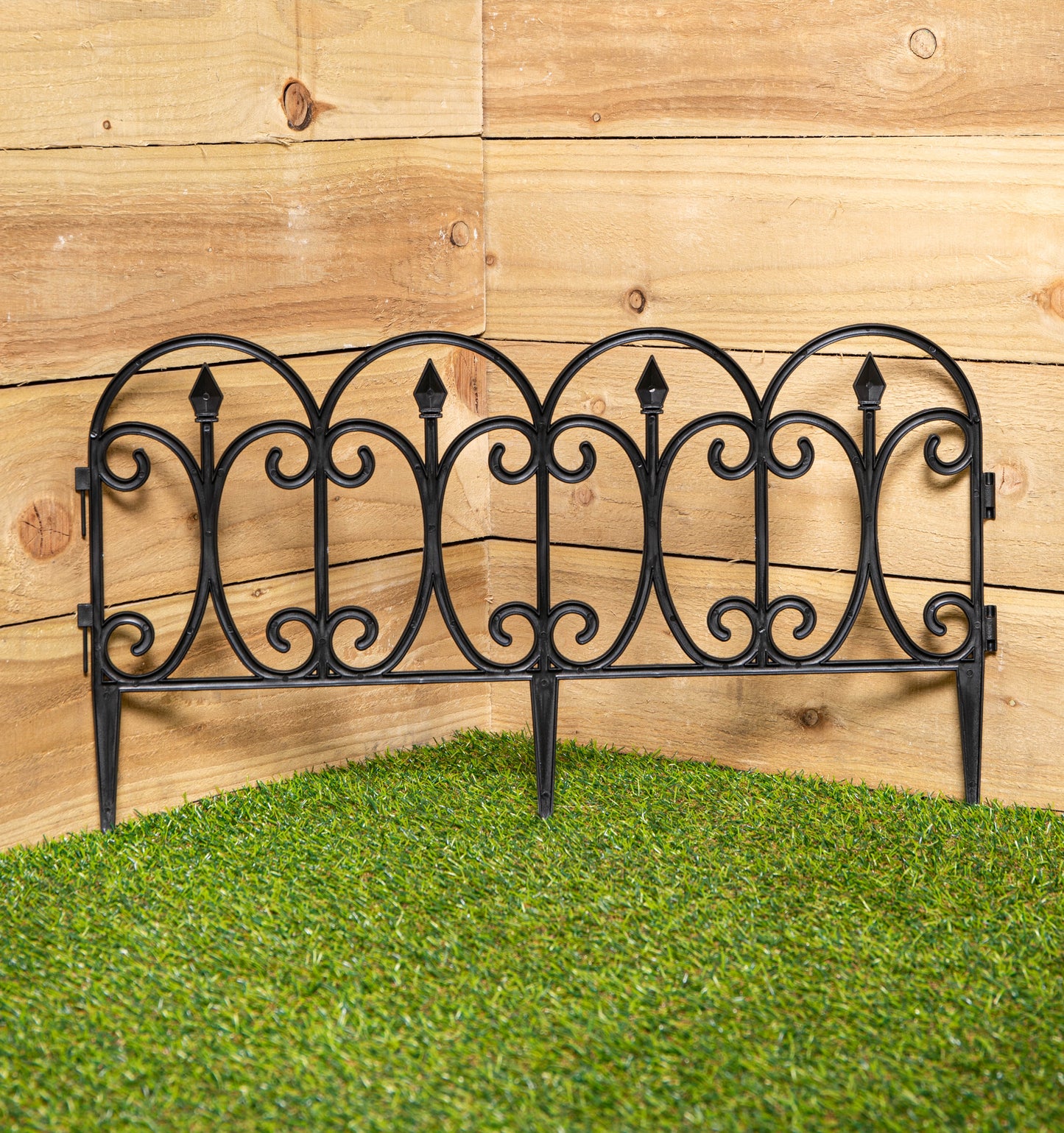 23cm Set of 24 Black Ornate Decorative Garden Border Edging
