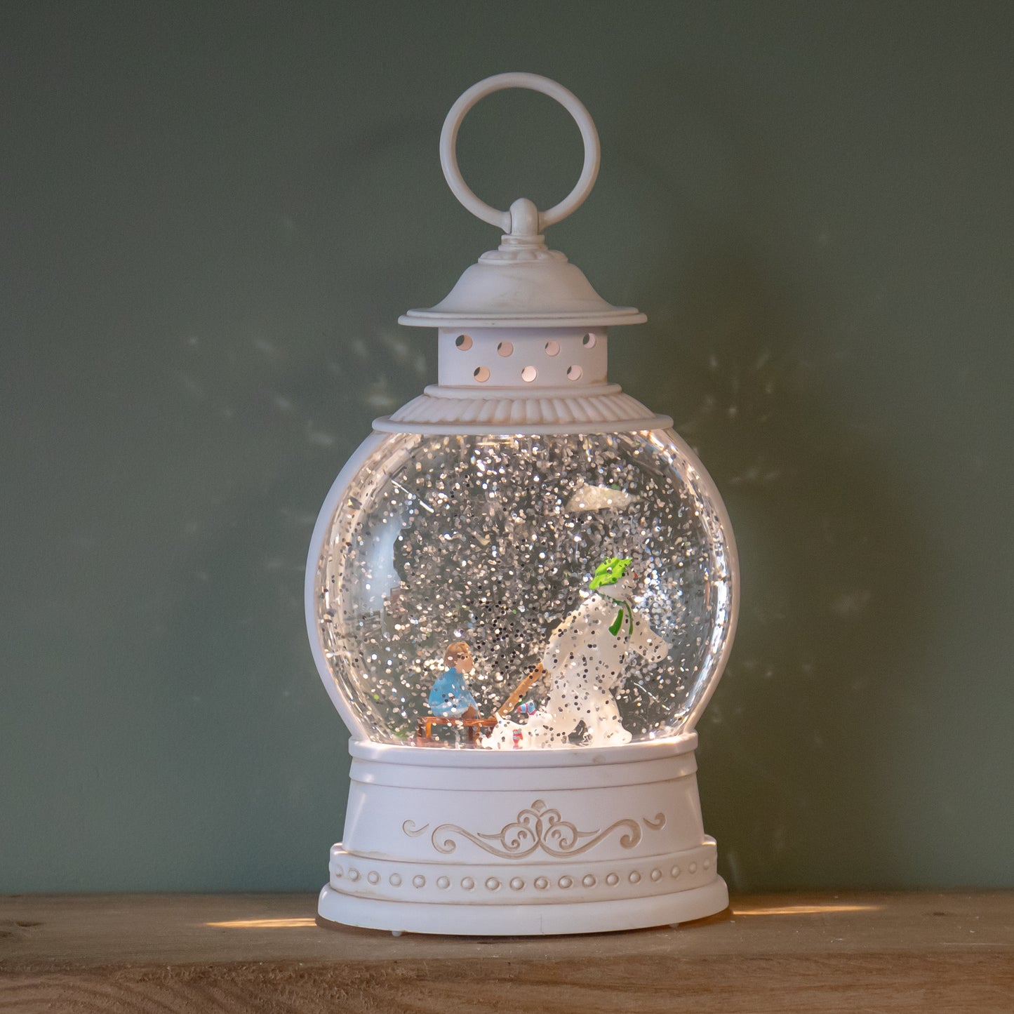 25cm Battery Operated Light up The Snowman and Snowdog Christmas Water Spinner with LEDs