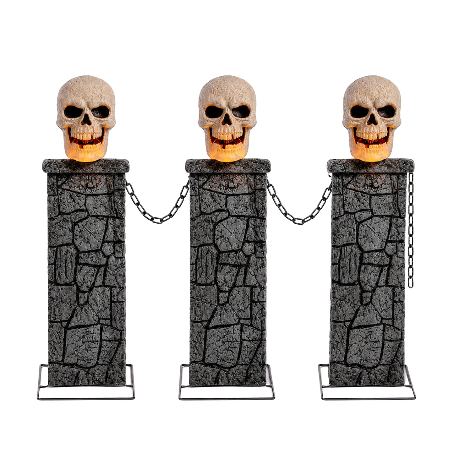 90cm x 1.2m Battery Powered Light Up Halloween Skull Fence with LEDs