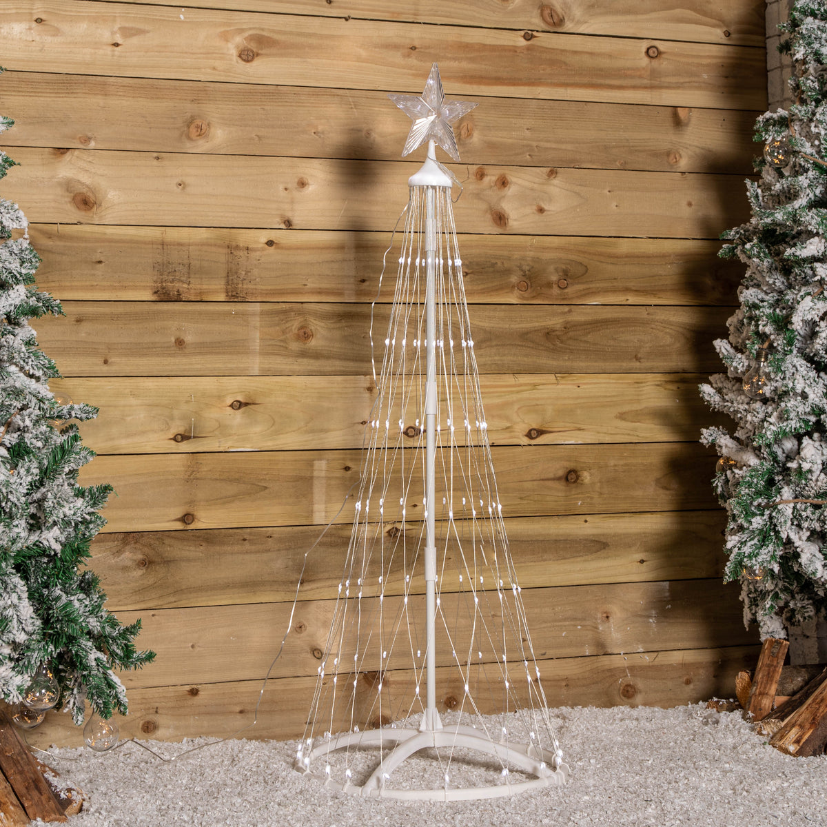 1.35m Light up Christmas Cone Tree with 160 White LEDs and Timer Function