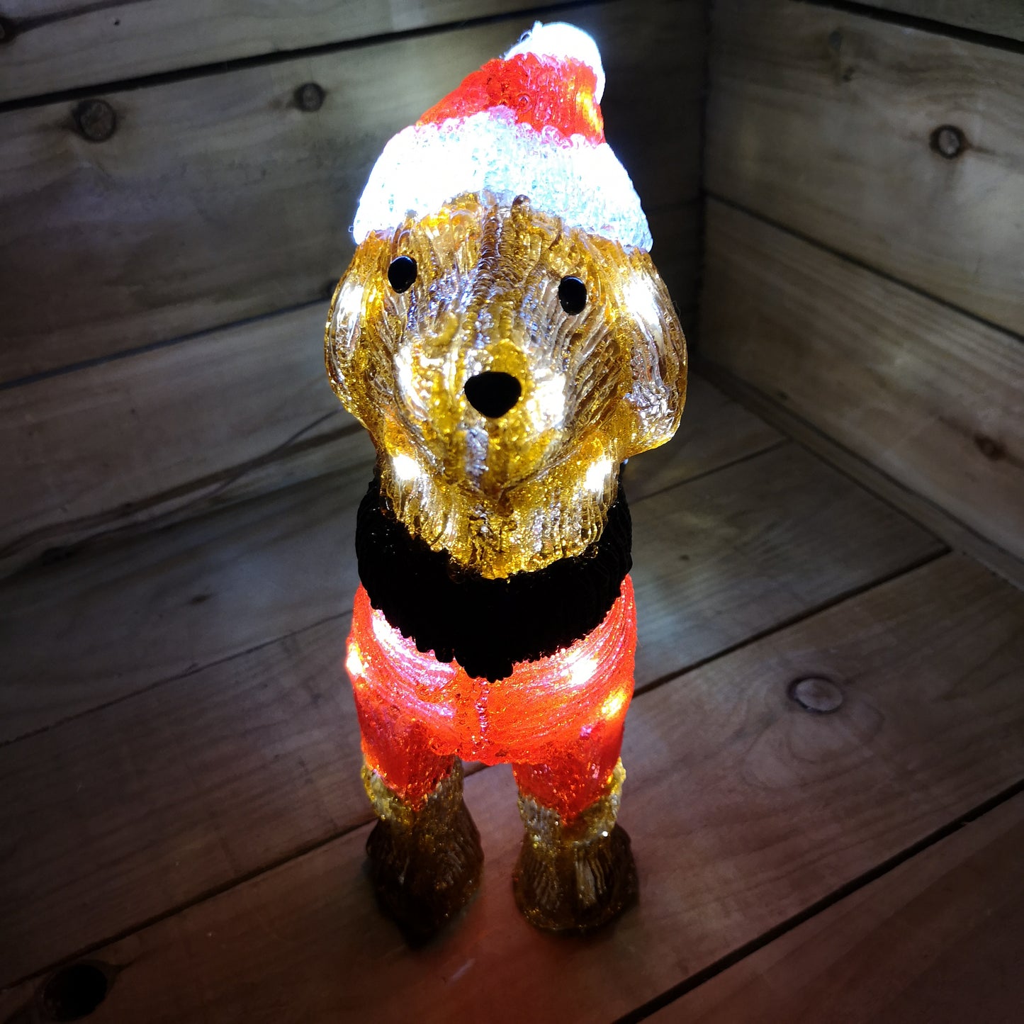 Factory Seconds: 36cm Indoor Outdoor Acrylic Dachshund Christmas Decoration with 48 Ice White LEDs