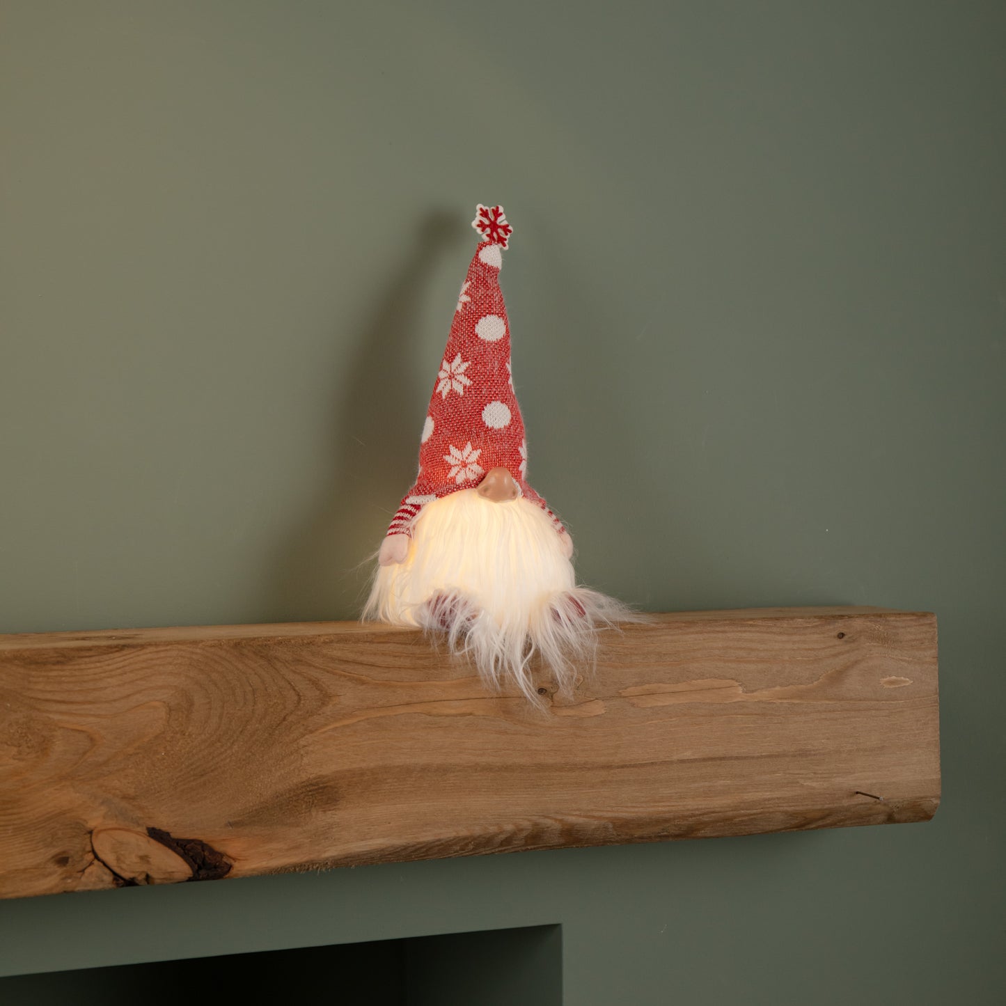 30cm Battery Operated Light up Christmas Standing Gonk Decoration in Red