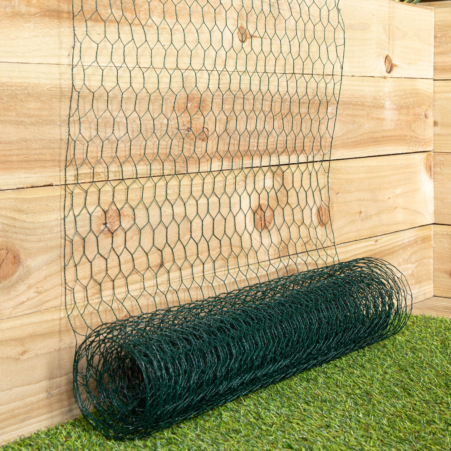 5m x 0.6m x 25mm Green PVC Coated Galvanised Chicken Garden Wire Netting / Fencing