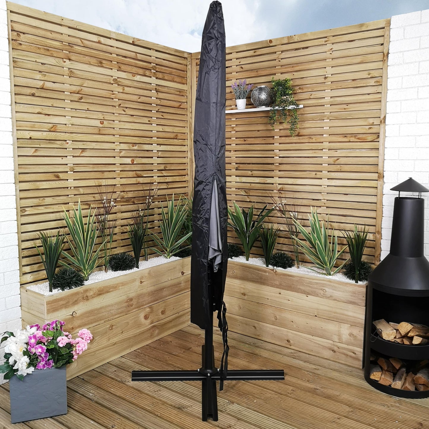3m Waterproof Cover for Hanging Banana Cantilever Garden Parasol in Black